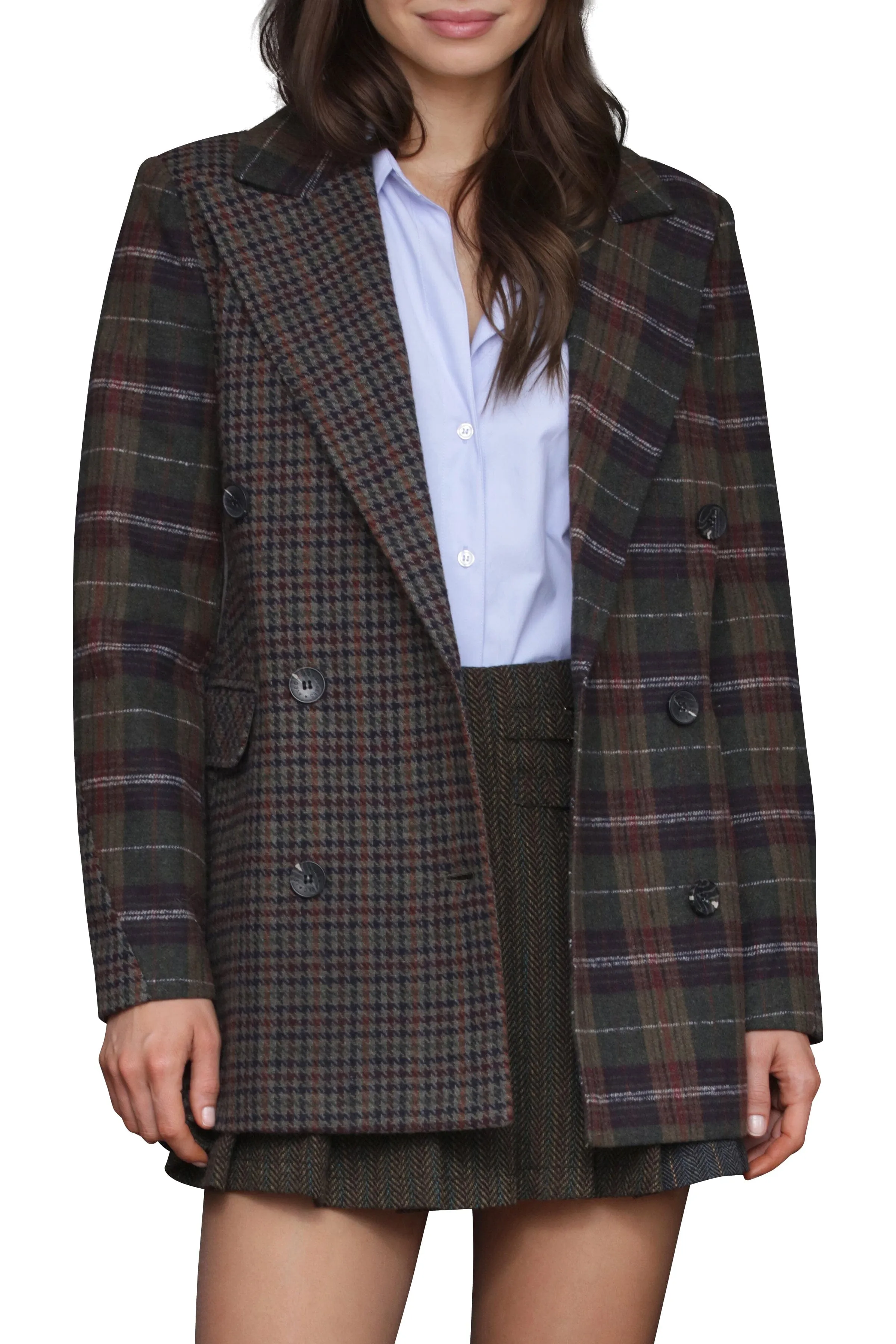 Contrast Plaid Tailored Blazer Coat sold by Avec Les Filles product image thumbnail 4