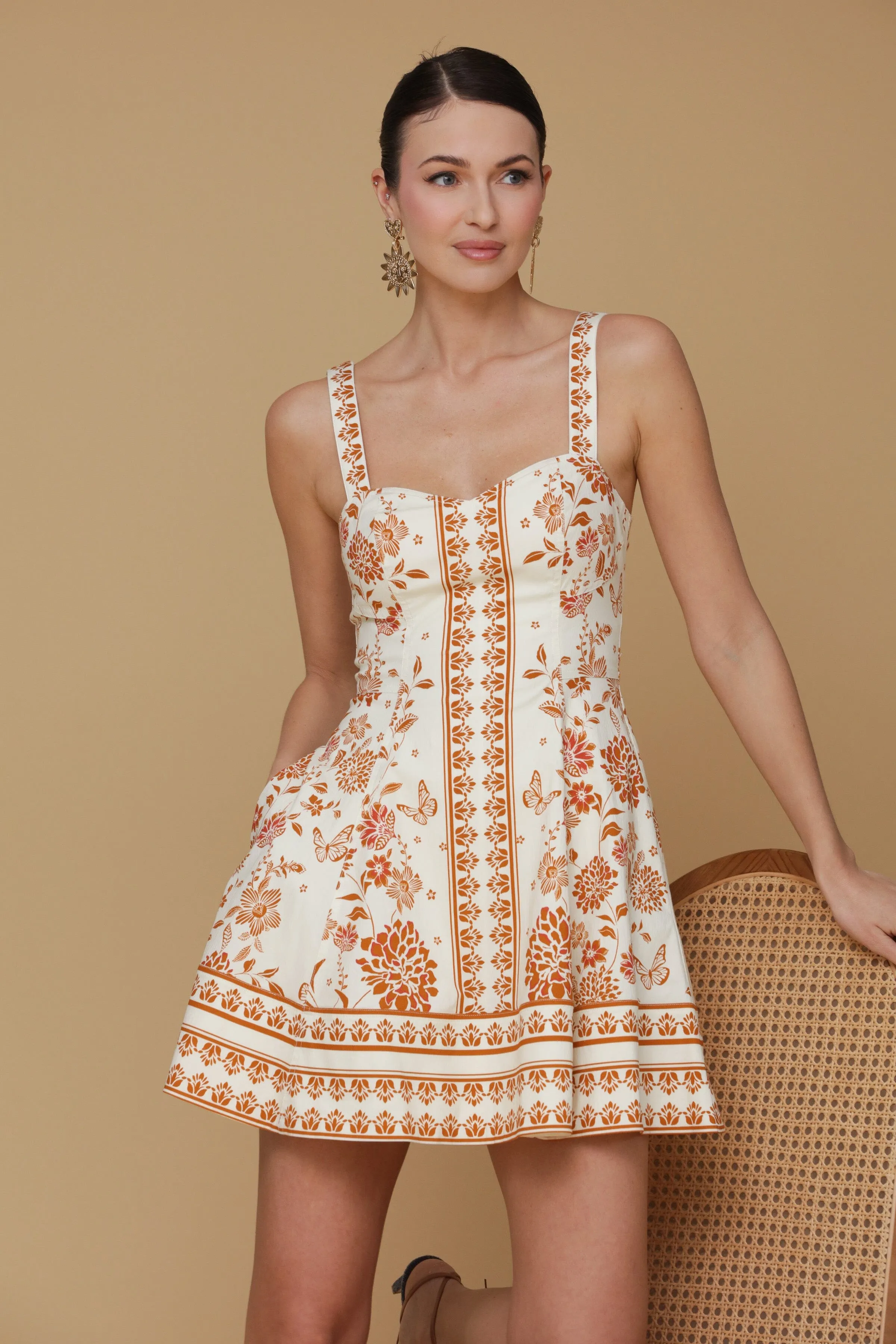 Printed Cotton Sweetheart Mini Dress sold by Avec Les Filles