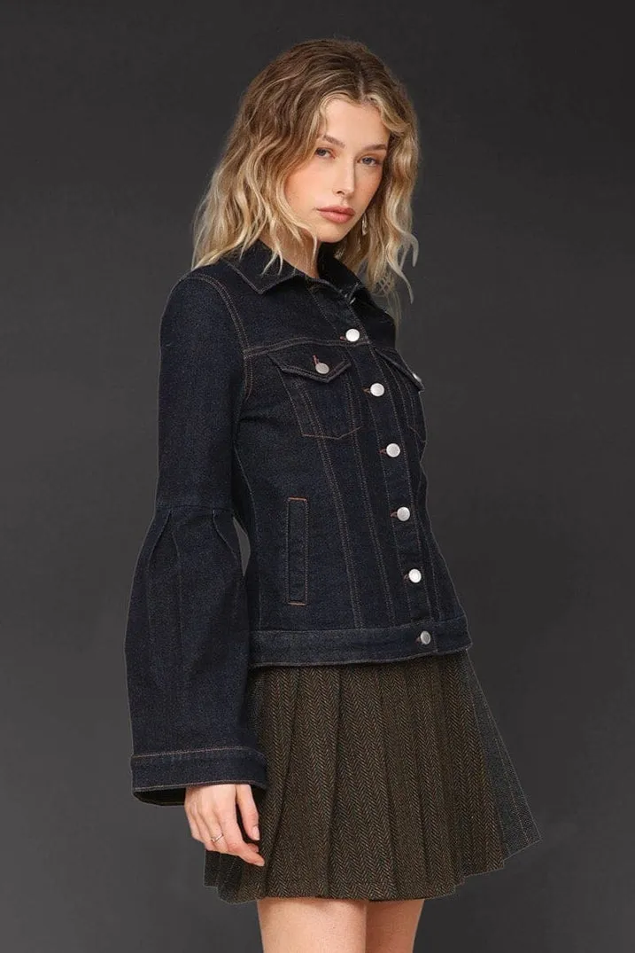 Lantern Sleeve Denim Jacket sold by Avec Les Filles product image thumbnail 5