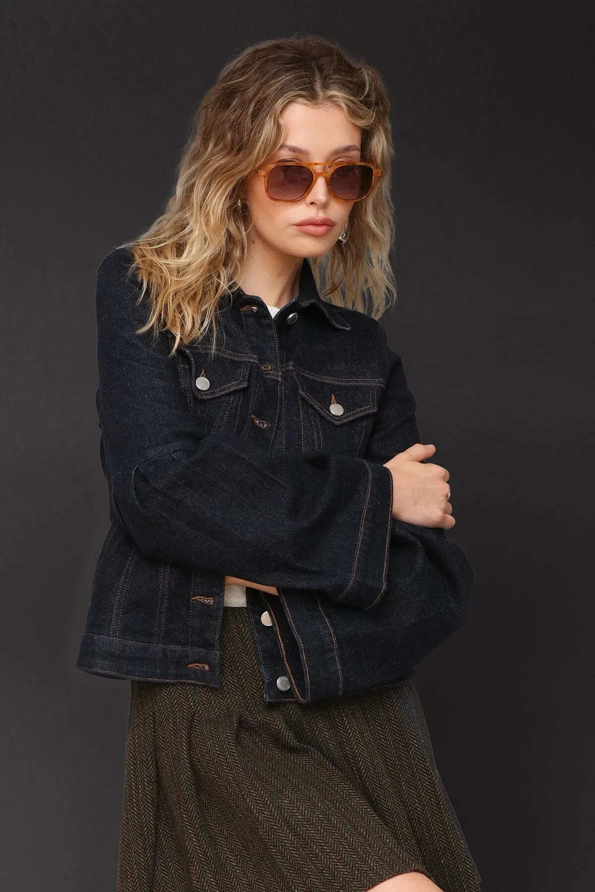 Lantern Sleeve Denim Jacket sold by Avec Les Filles product image thumbnail 2