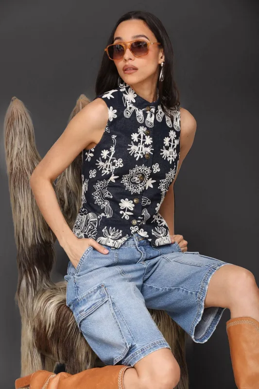 Brocade Vest Top made by Avec Les Filles