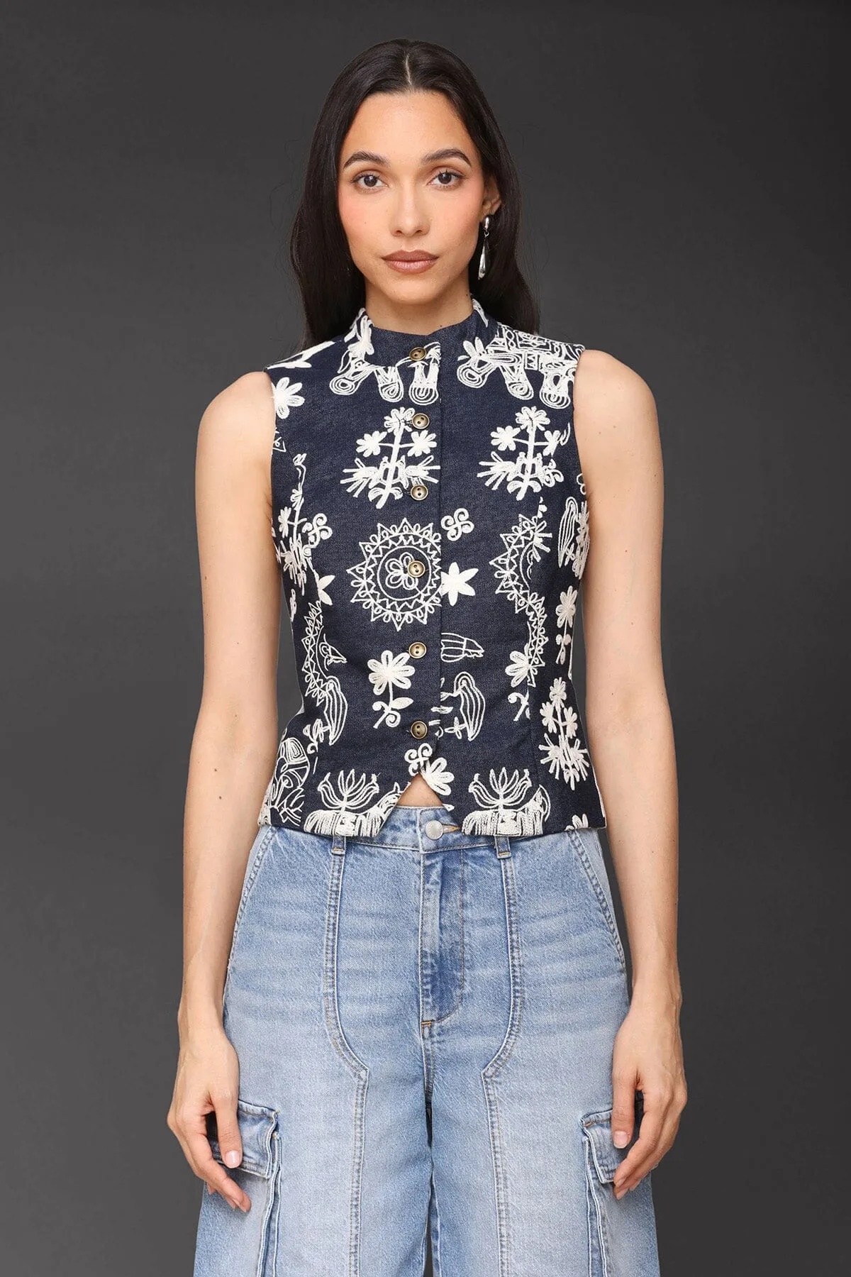 Brocade Vest Top sold by Avec Les Filles product image thumbnail 3