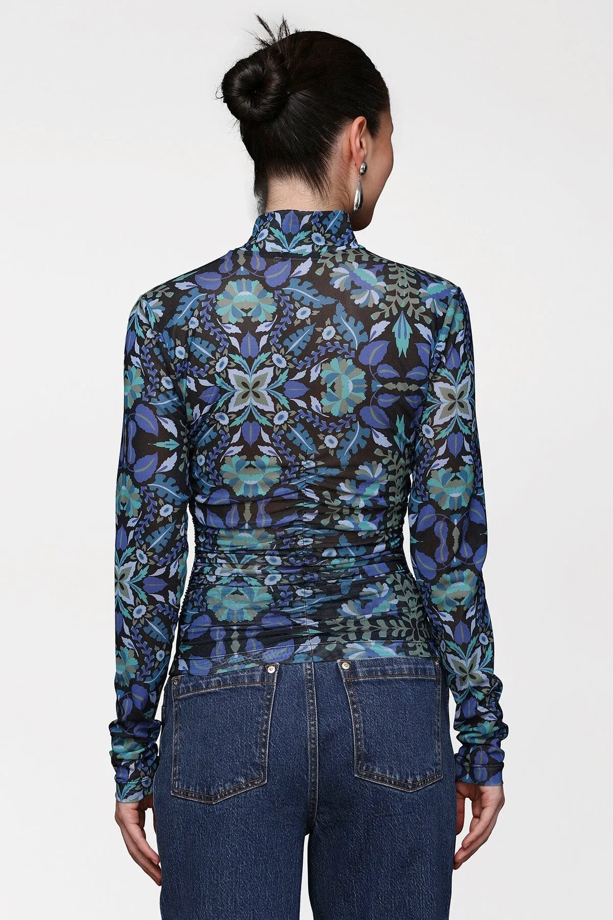 Printed Mesh Mock Neck Top sold by Avec Les Filles product image thumbnail 5