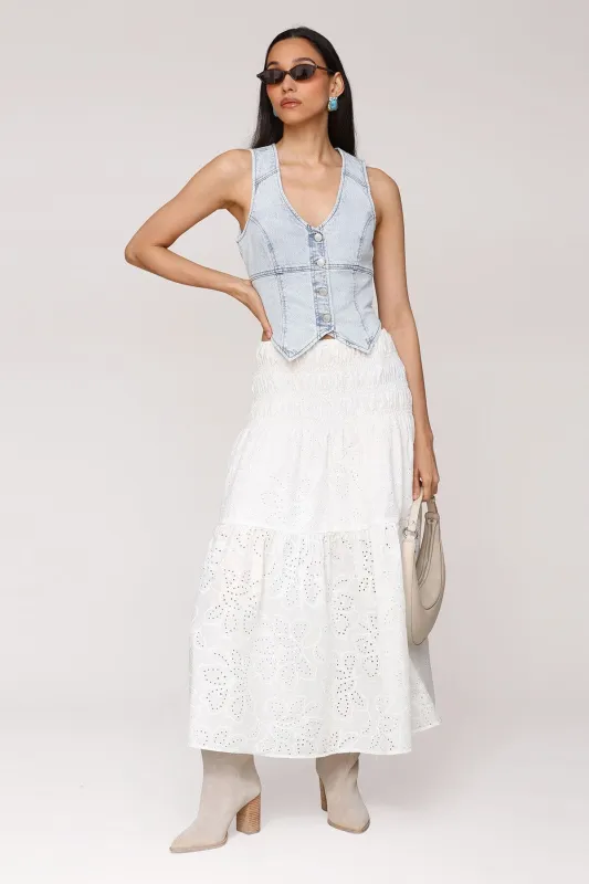 Cotton Broderie Anglaise Midi Skirt sold by Avec Les Filles