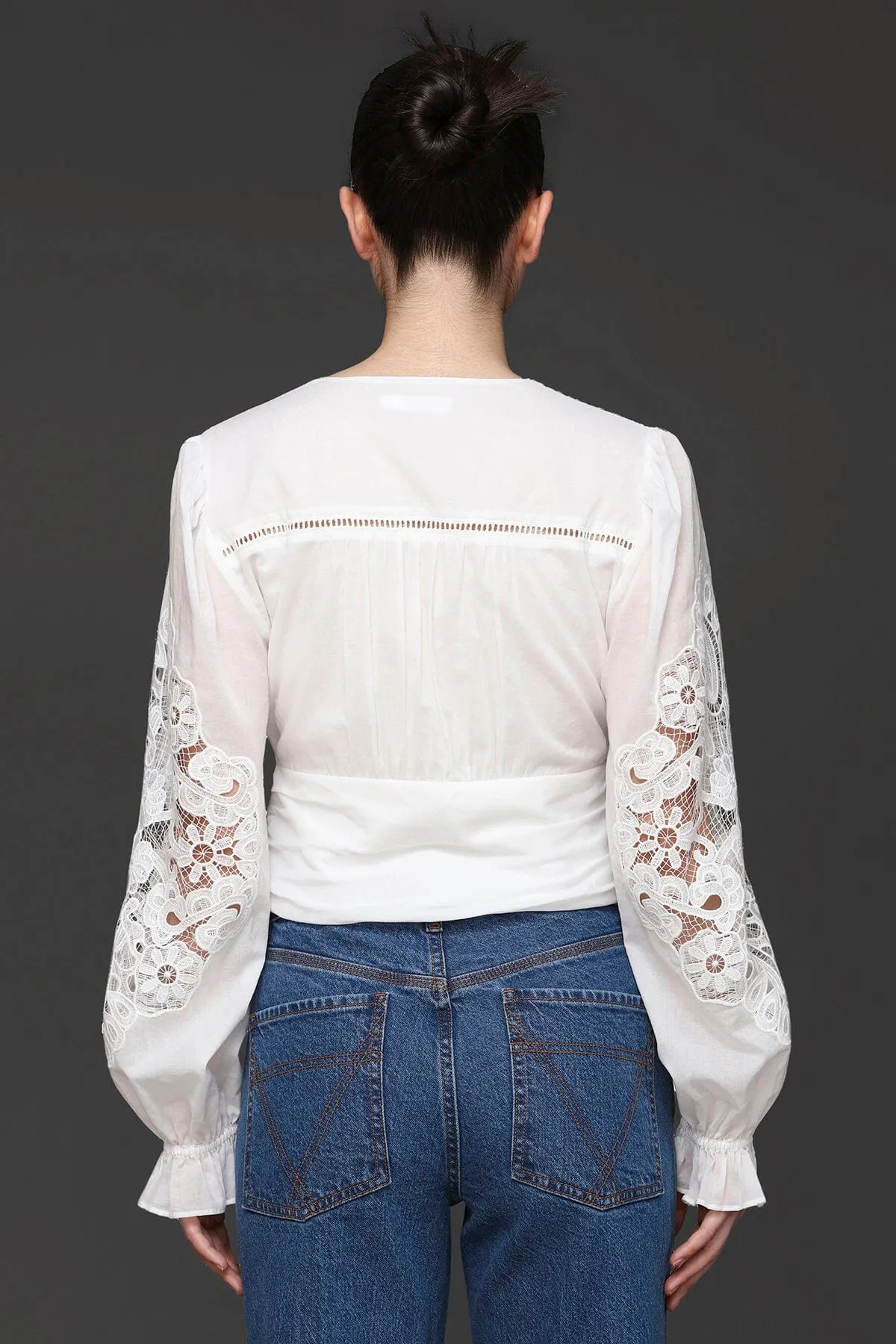 Embroidered Puff Sleeve Cotton Blouse sold by Avec Les Filles product image thumbnail 4