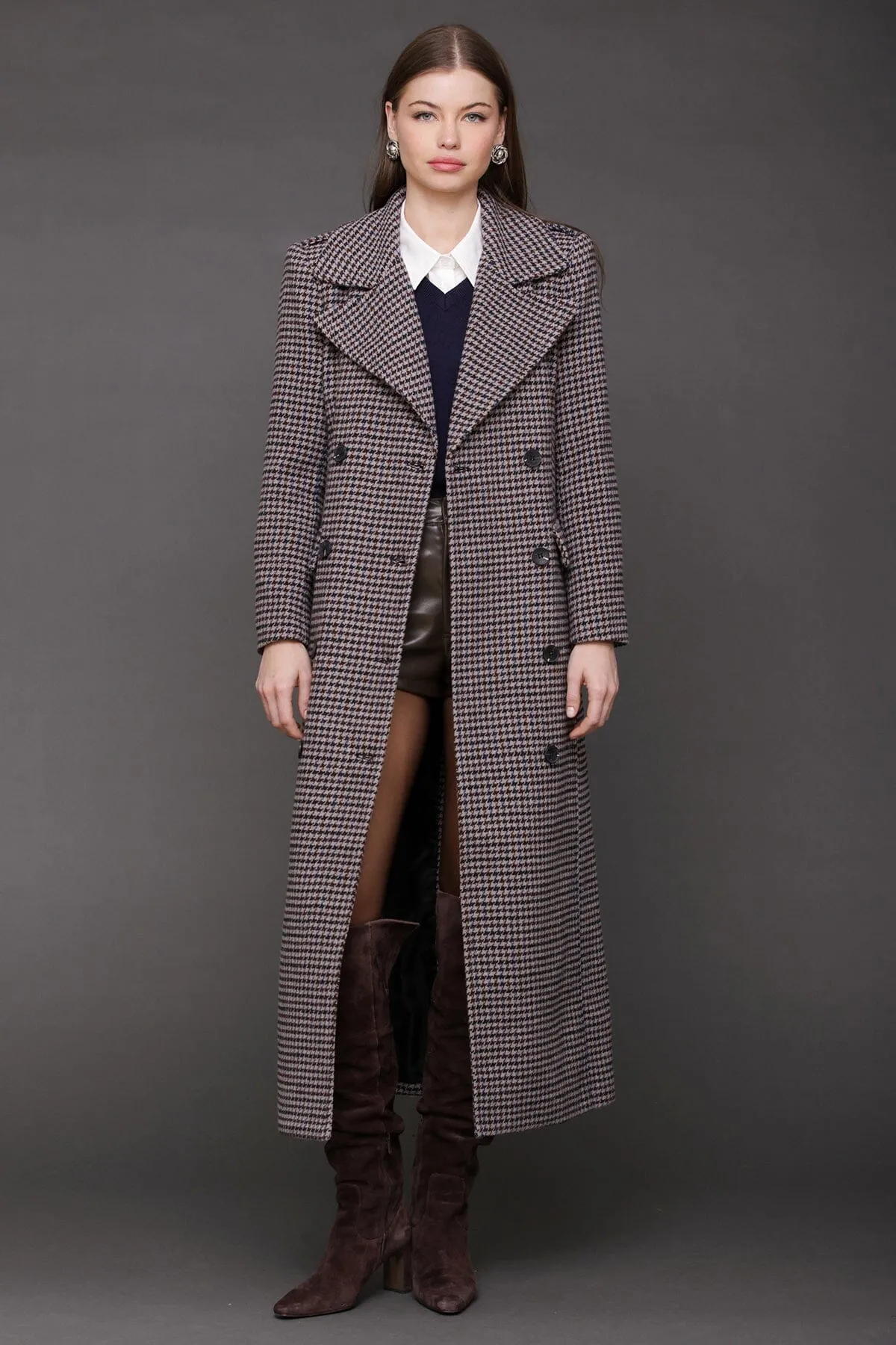 Heritage Houndstooth Maxi Coat sold by Avec Les Filles product image thumbnail 3