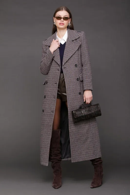 Heritage Houndstooth Maxi Coat sold by Avec Les Filles