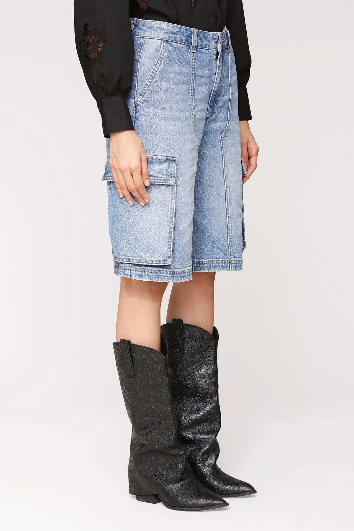 Denim Cargo Shorts sold by Avec Les Filles product image thumbnail 4