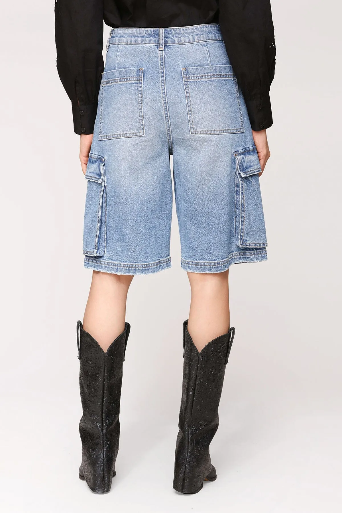 Denim Cargo Shorts sold by Avec Les Filles product image thumbnail 5