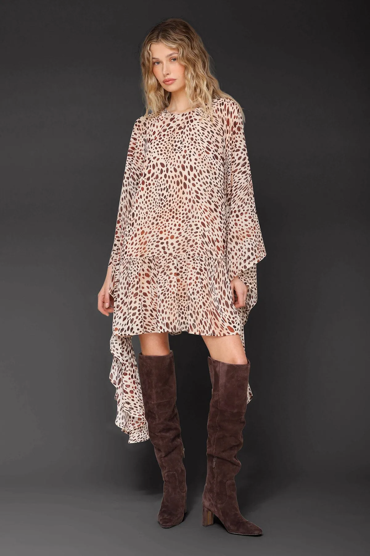 Cheetah Print Statement Sleeve Chiffon Dress sold by Avec Les Filles product image thumbnail 3