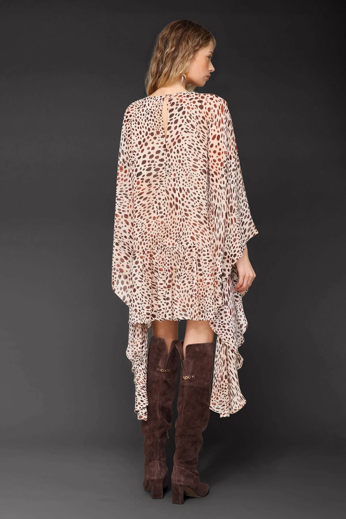 Cheetah Print Statement Sleeve Chiffon Dress sold by Avec Les Filles product image thumbnail 5