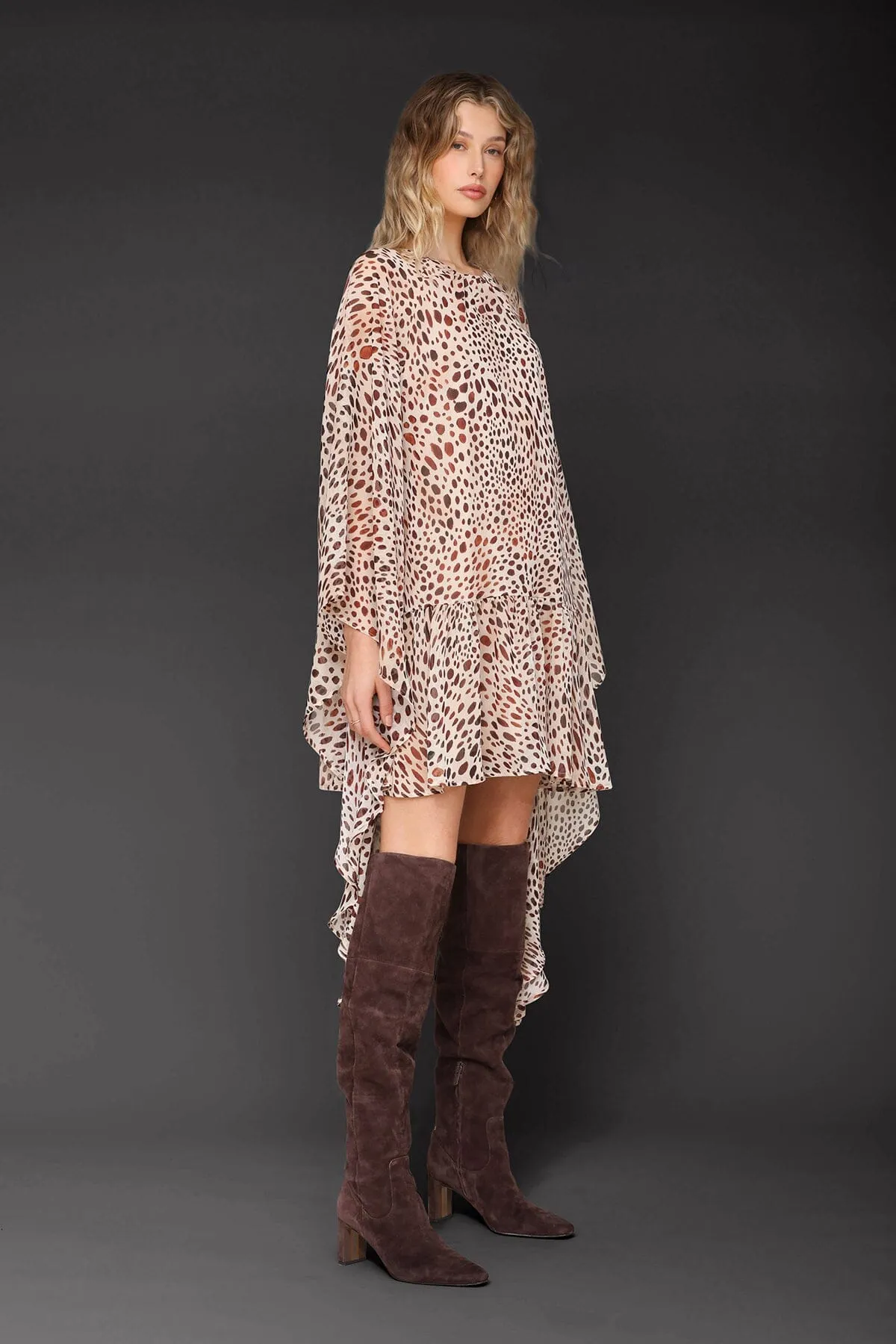 Cheetah Print Statement Sleeve Chiffon Dress sold by Avec Les Filles product image thumbnail 4