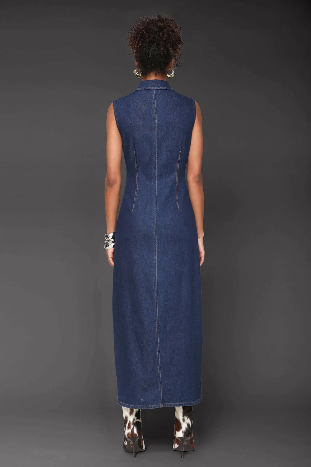 Sleeveless Denim Maxi Dress sold by Avec Les Filles product image thumbnail 5