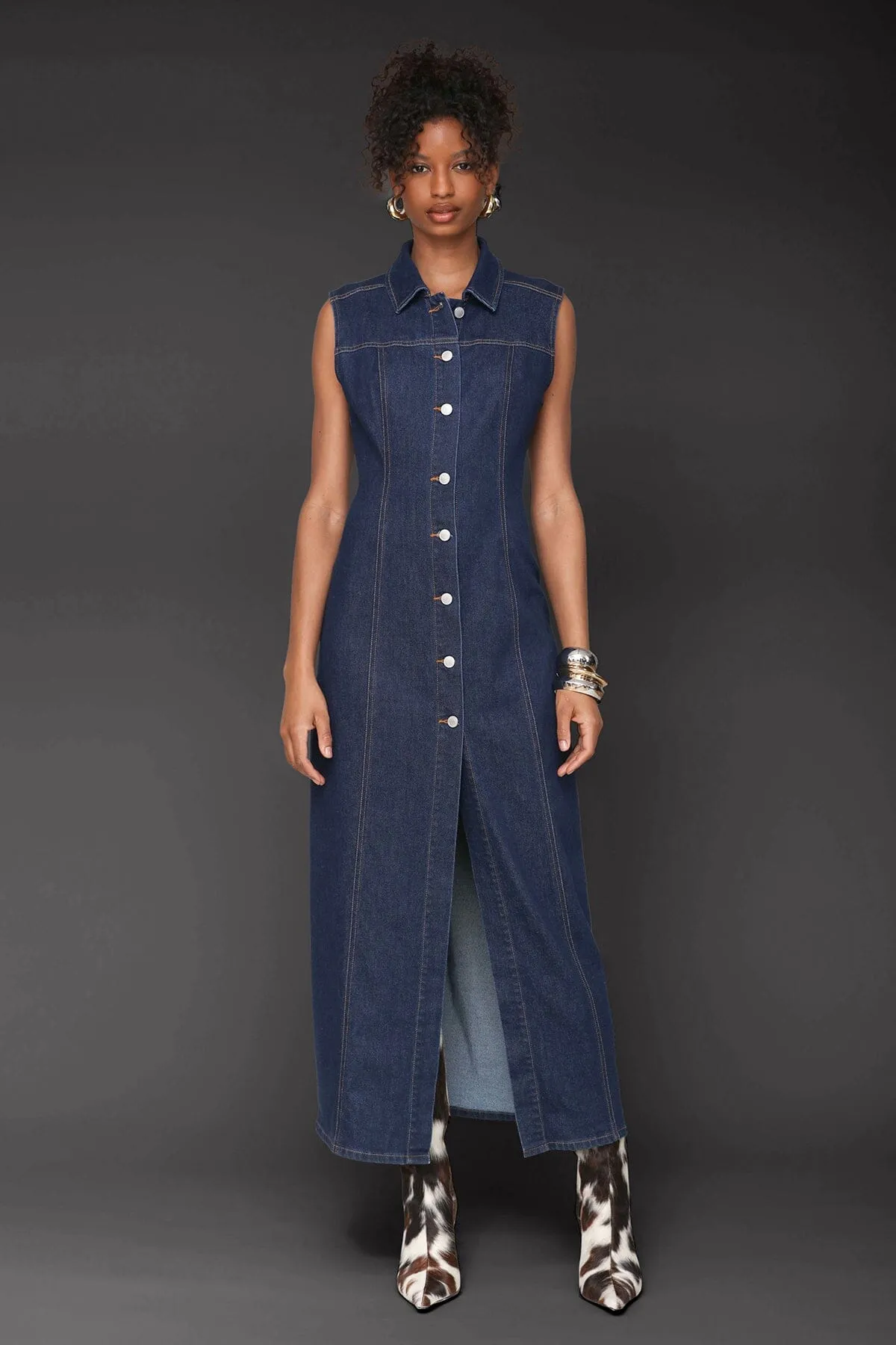 Sleeveless Denim Maxi Dress sold by Avec Les Filles product image thumbnail 3