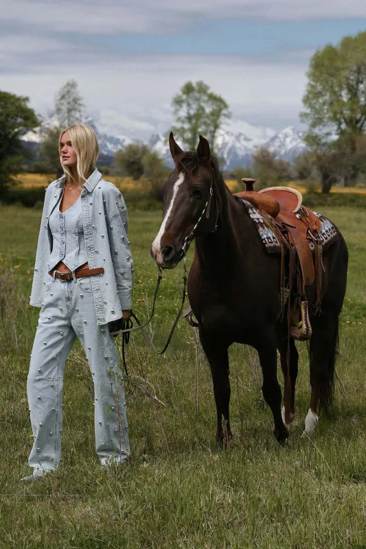 Studded Straight Leg Jeans sold by Avec Les Filles