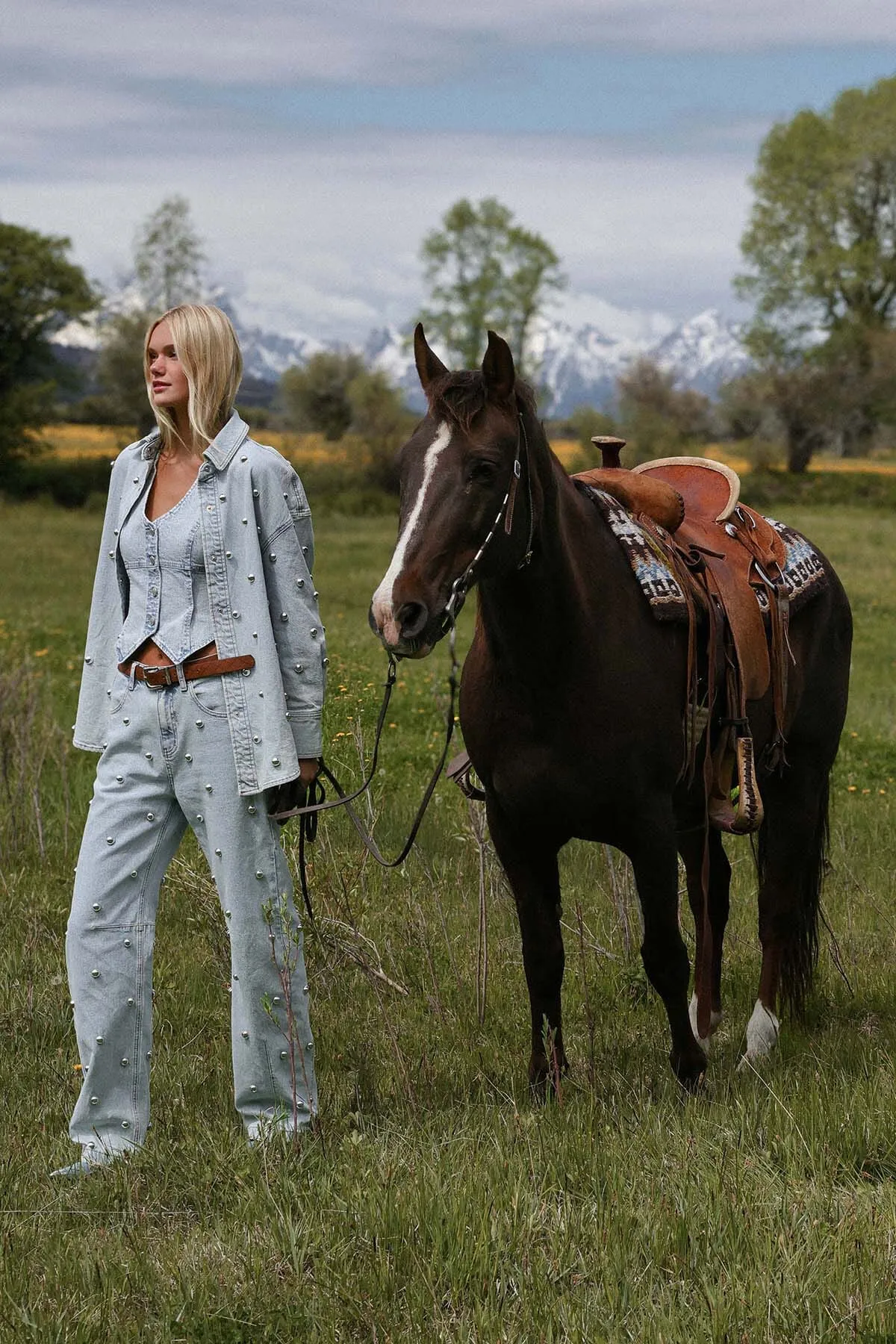 Studded Straight Leg Jeans sold by Avec Les Filles