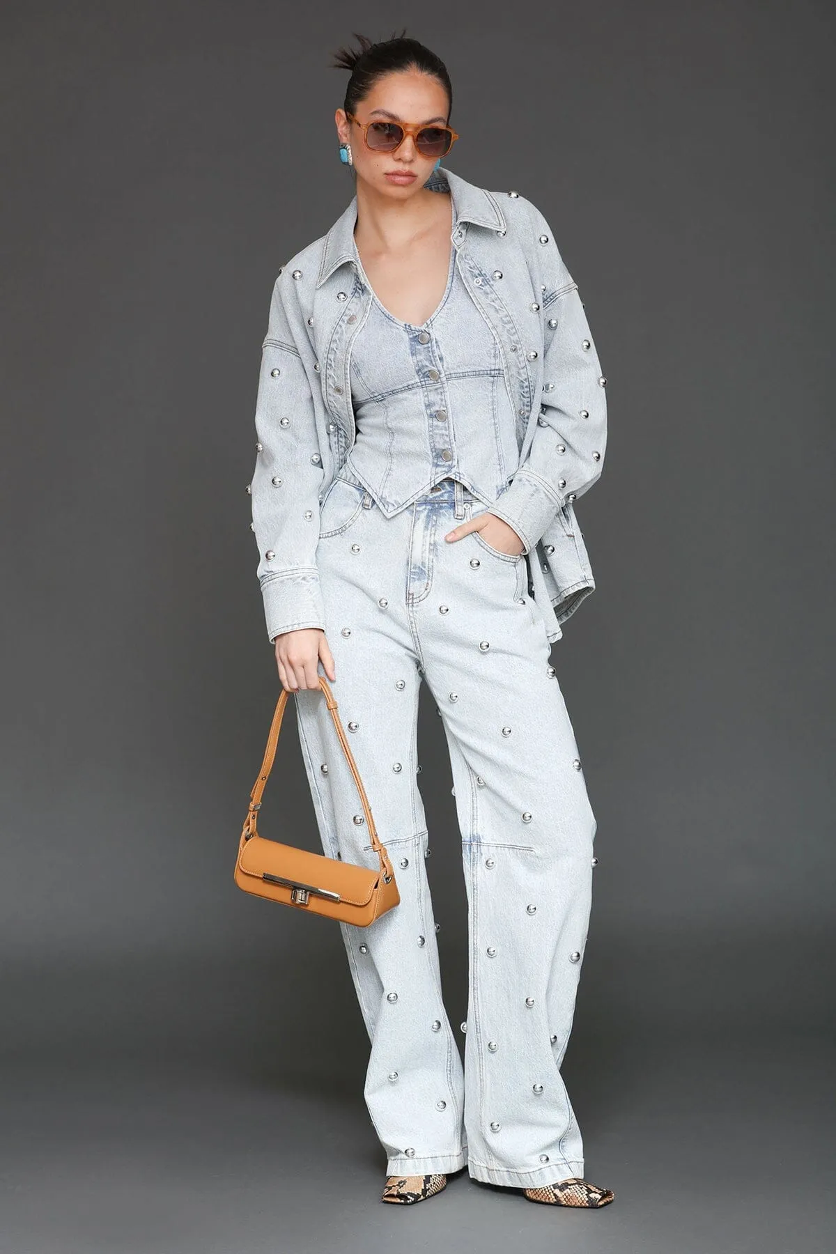 Studded Straight Leg Jeans sold by Avec Les Filles product image thumbnail 2