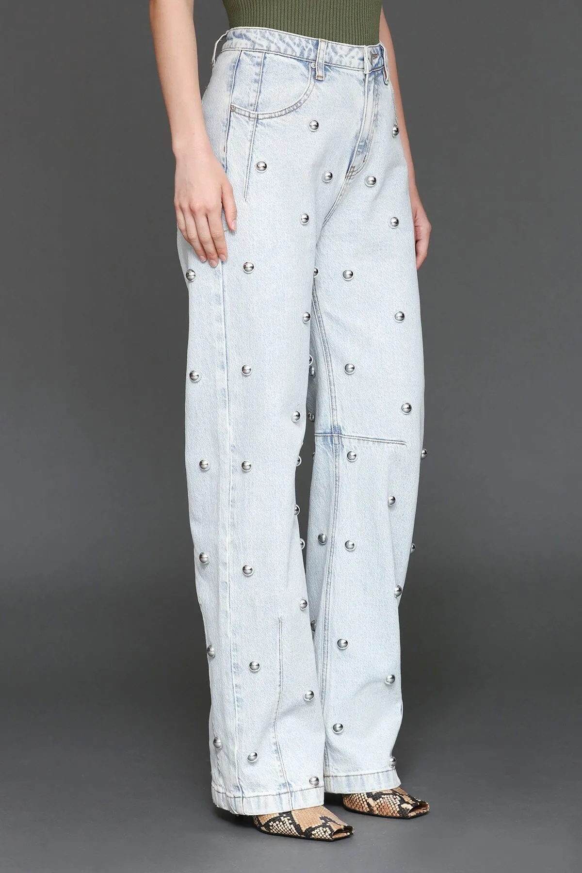 Studded Straight Leg Jeans sold by Avec Les Filles product image thumbnail 4