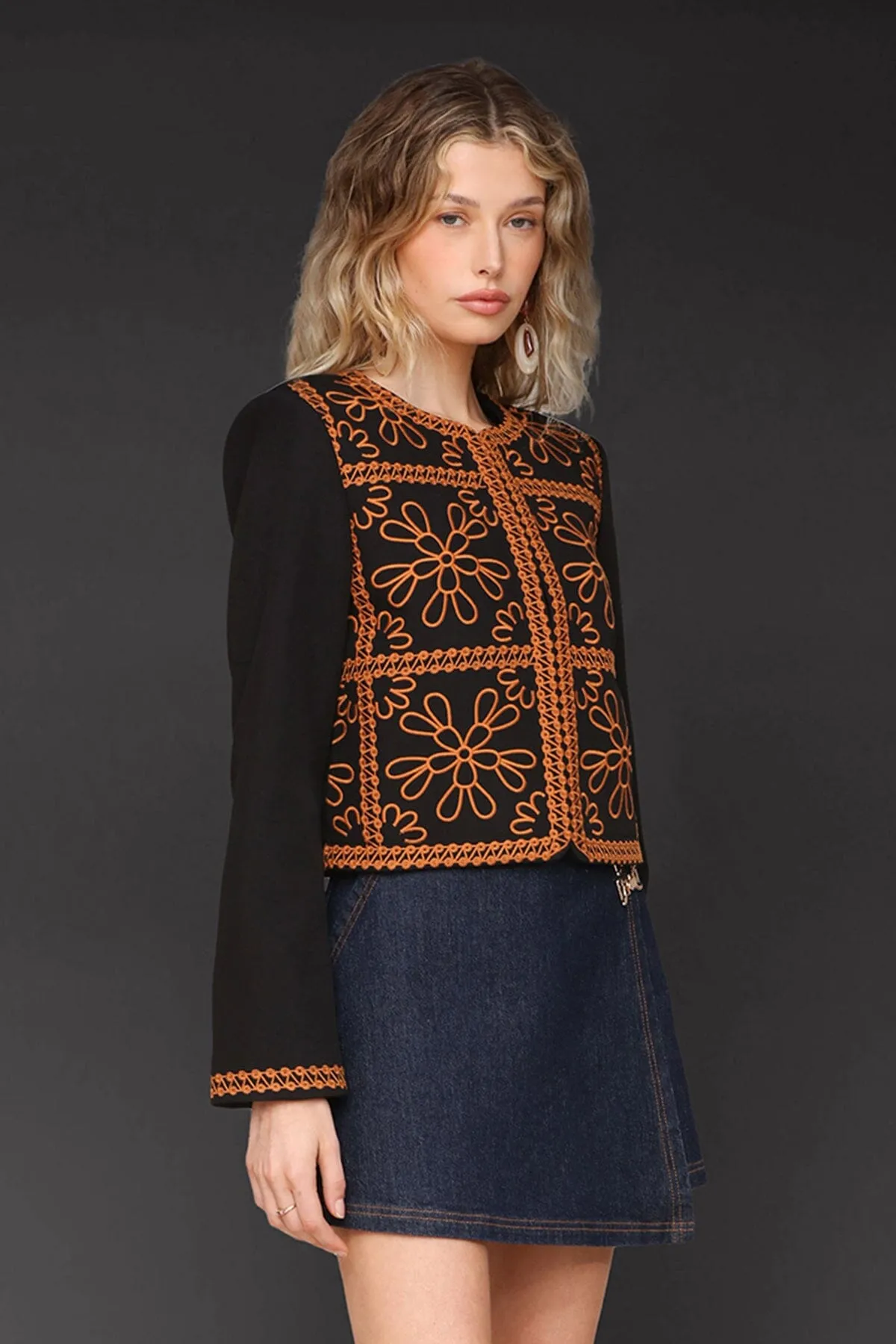 Floral Embroidered Tailored Jacket sold by Avec Les Filles product image thumbnail 5