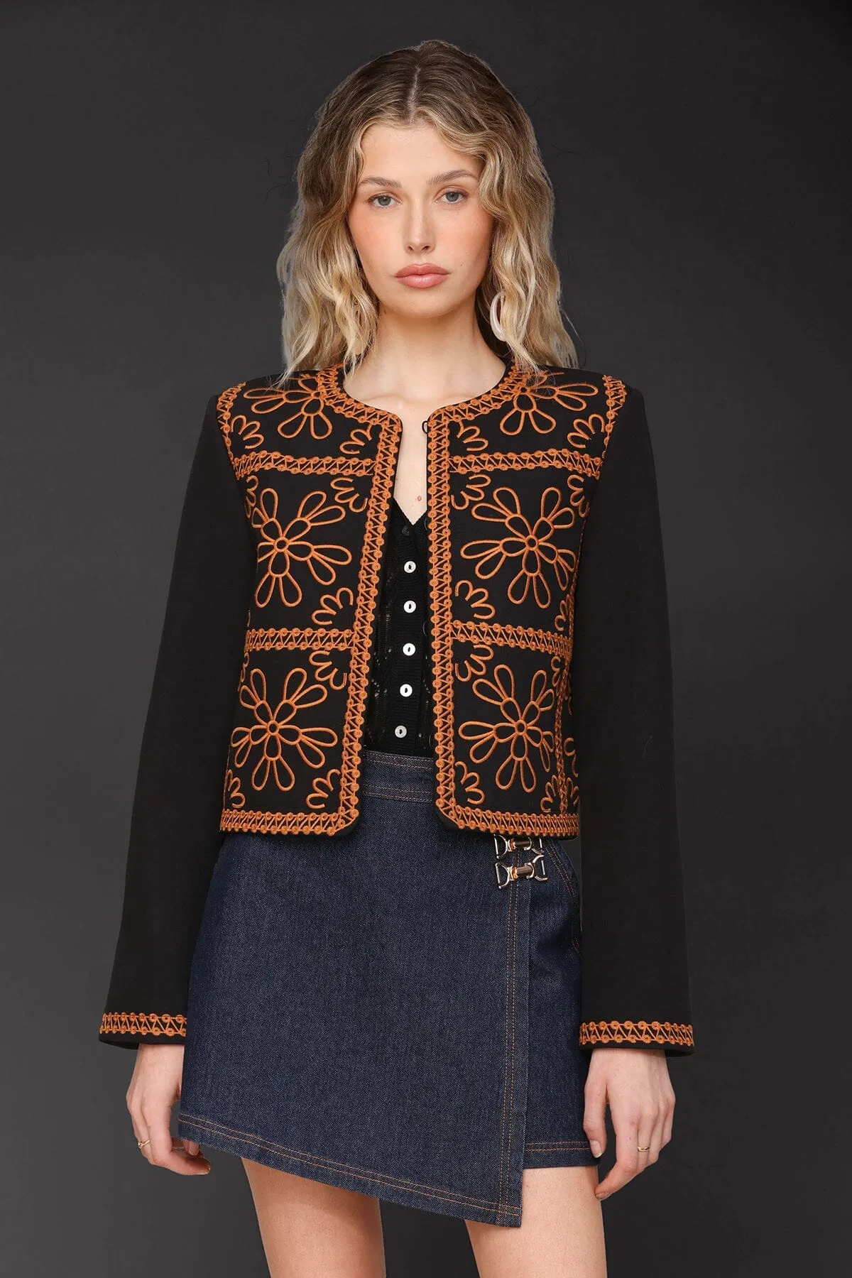Floral Embroidered Tailored Jacket sold by Avec Les Filles product image thumbnail 3