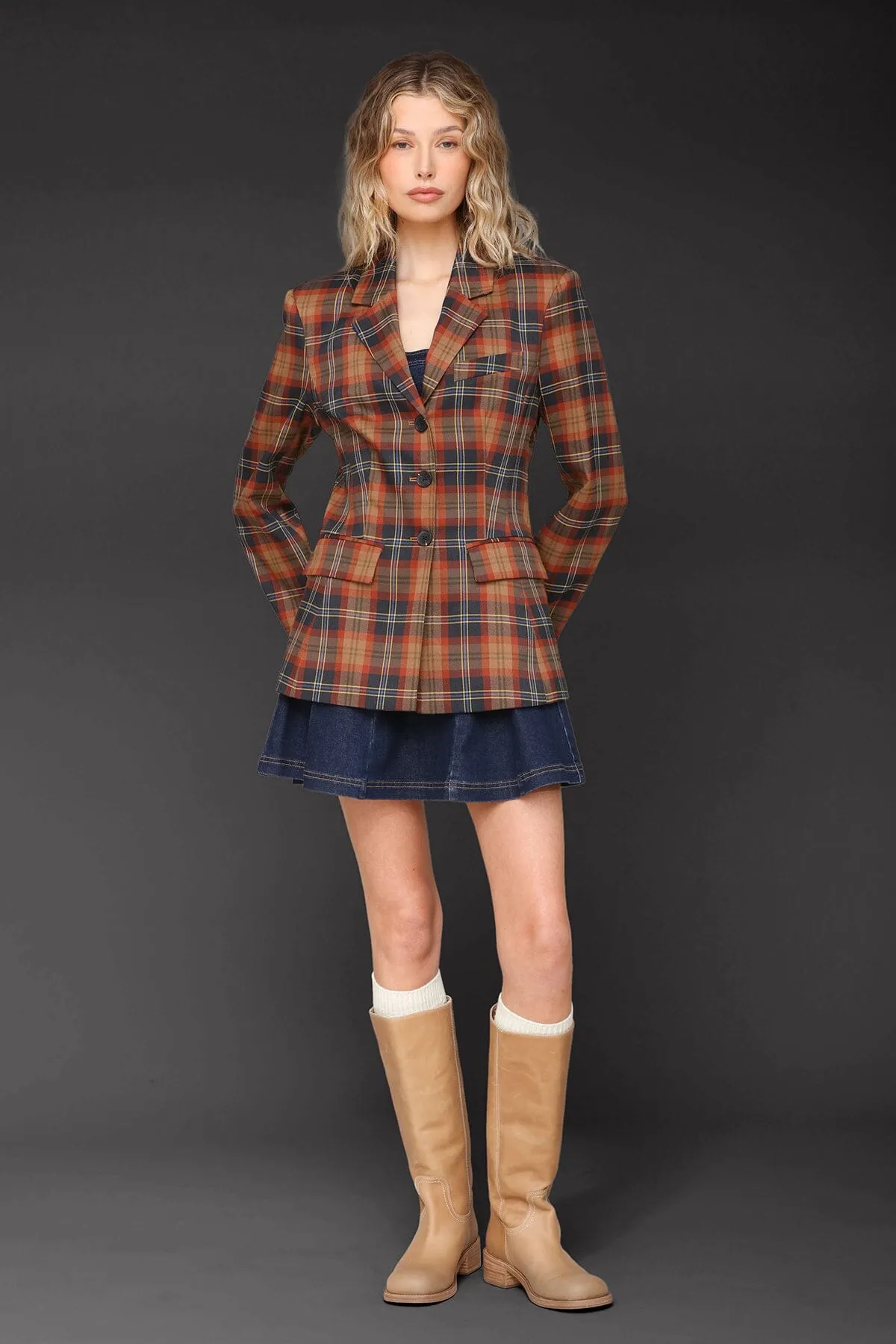 Autumn Plaid Hourglass Blazer sold by Avec Les Filles product image thumbnail 3