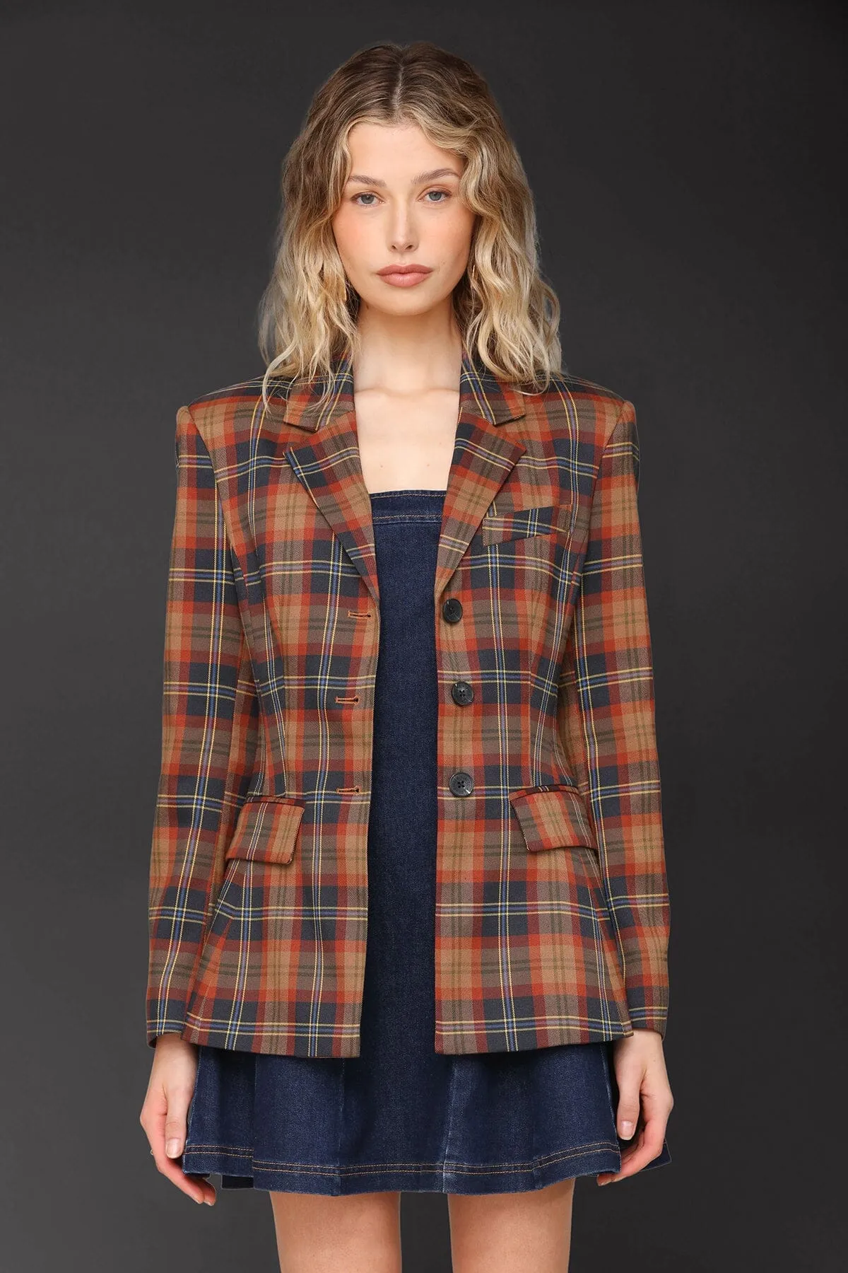 Autumn Plaid Hourglass Blazer sold by Avec Les Filles product image thumbnail 4