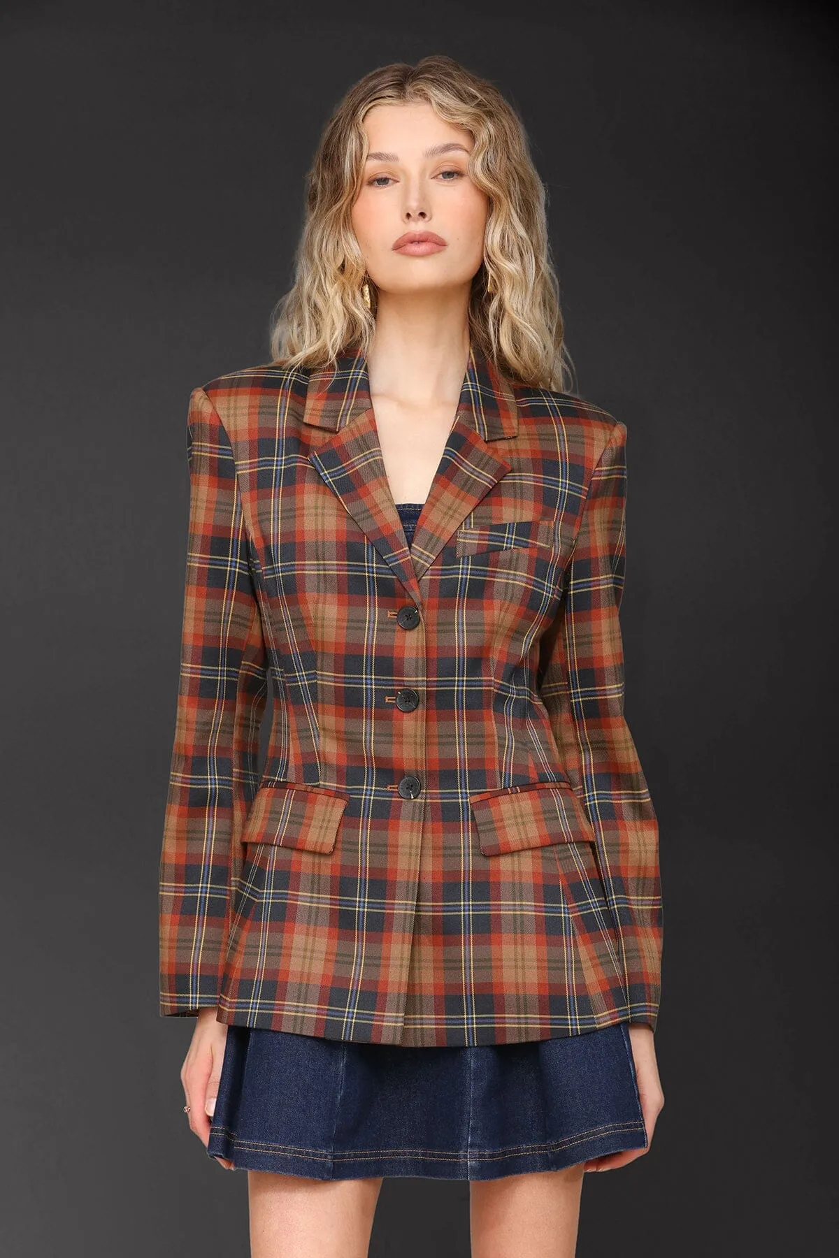 Autumn Plaid Hourglass Blazer sold by Avec Les Filles product image thumbnail 5