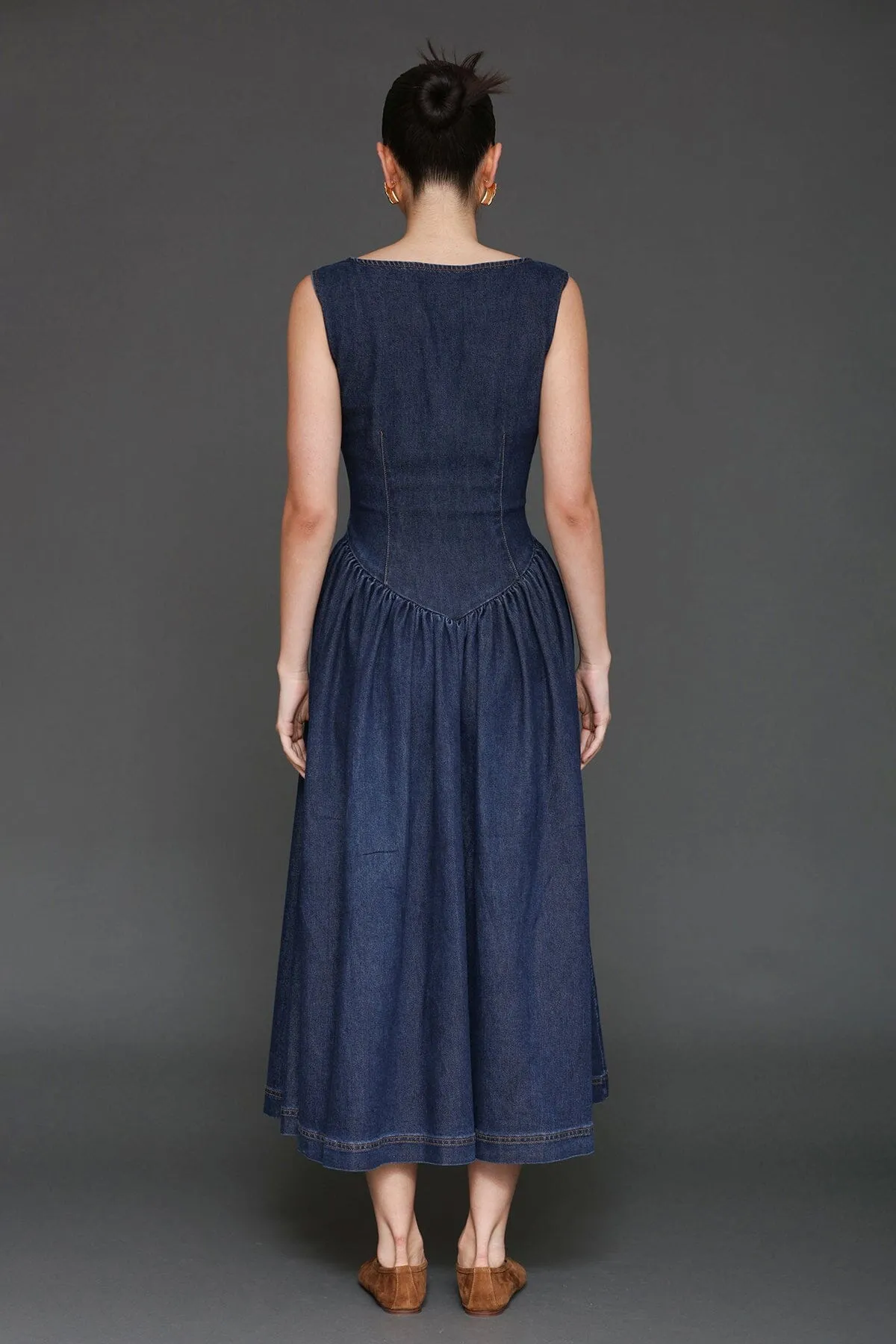 Zip-Front Denim Midi Dress sold by Avec Les Filles product image thumbnail 4