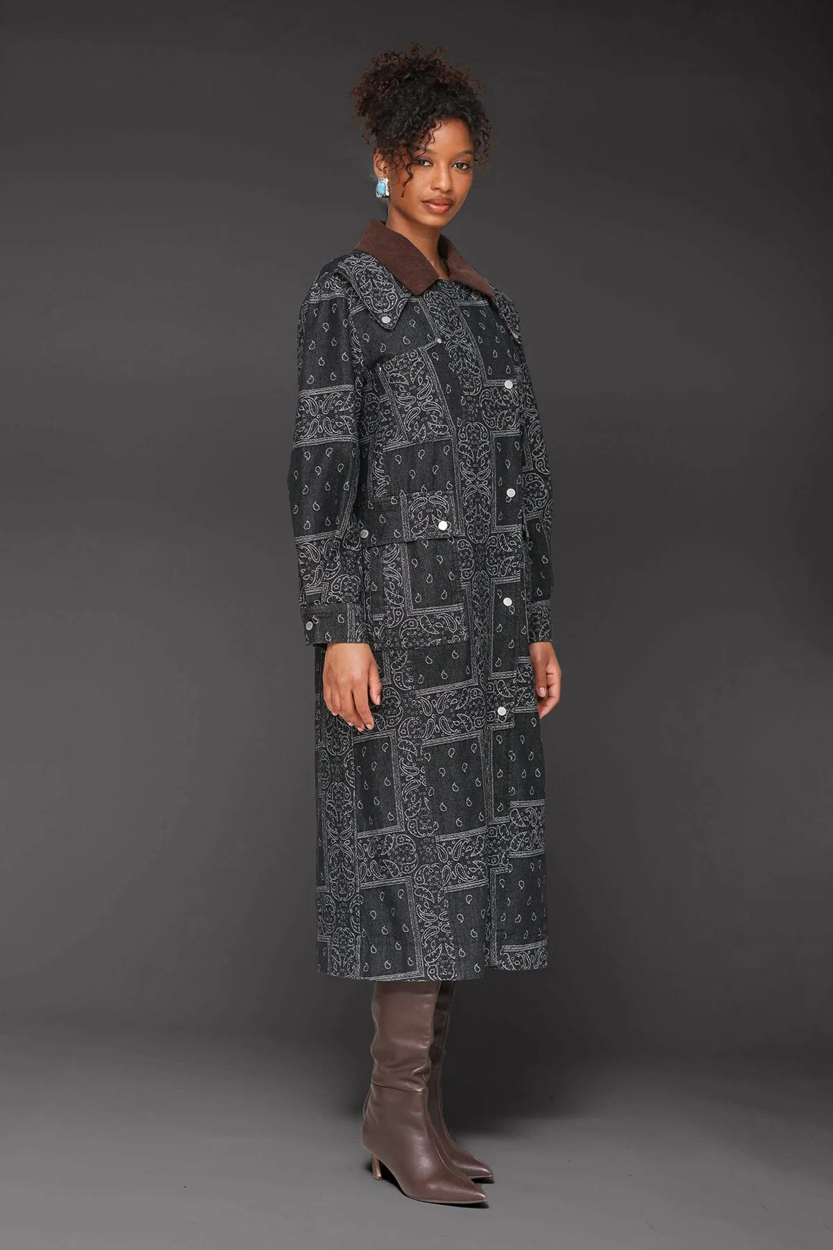 Paisley Denim Utility Trench Coat sold by Avec Les Filles product image thumbnail 5