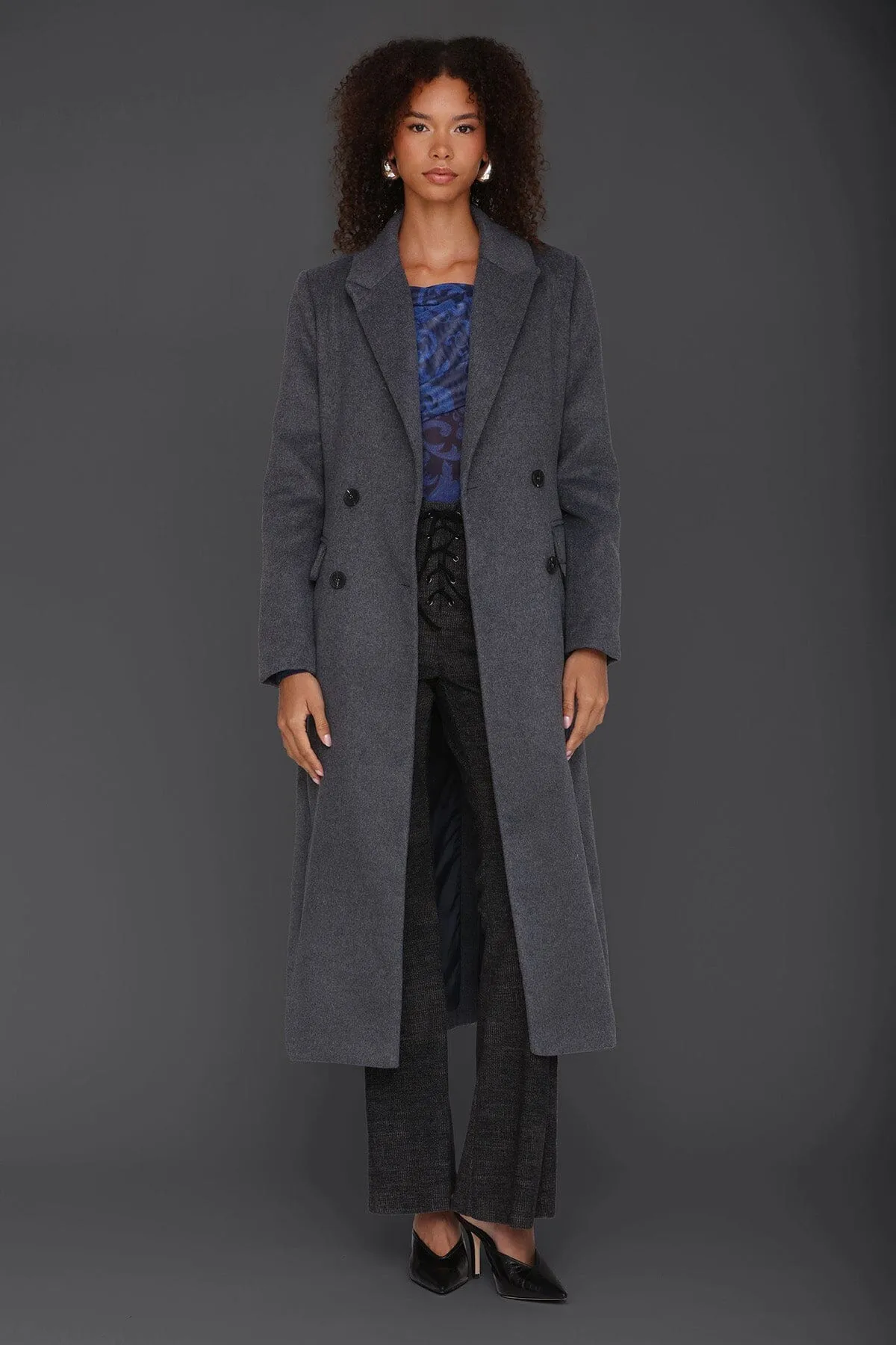 Wool Blend Double Breasted Coat sold by Avec Les Filles product image thumbnail 3