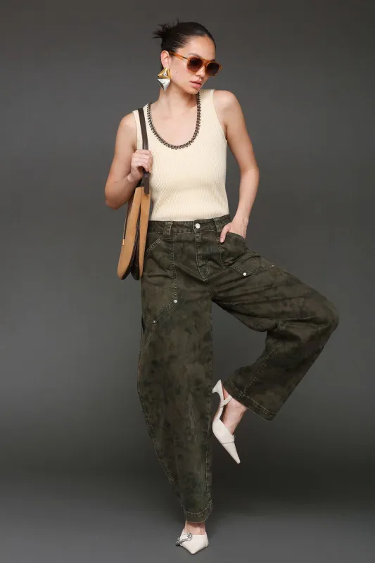 Camo Cargo Barrel Jeans sold by Avec Les Filles