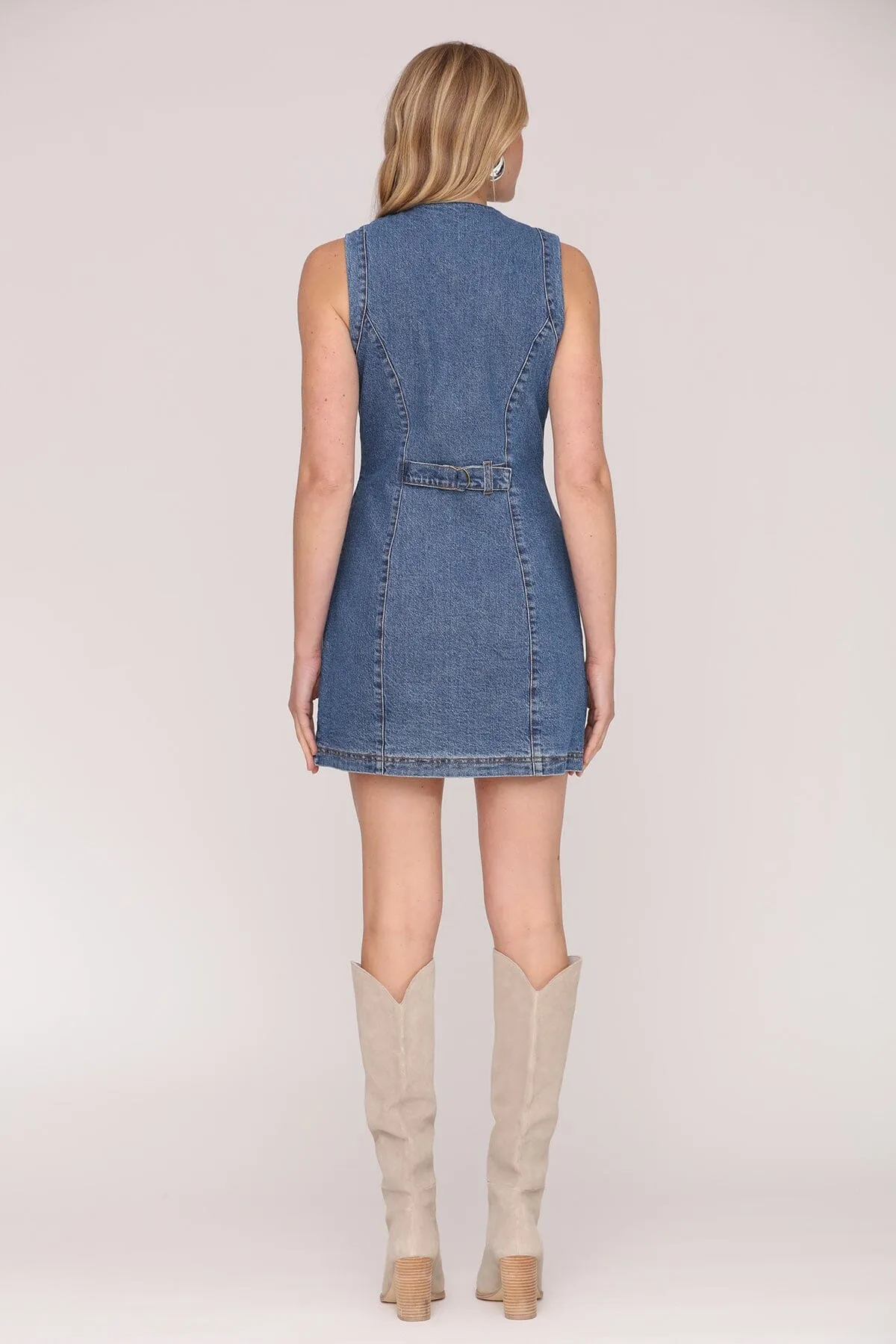 Horseshoe Button Denim Mini Dress sold by Avec Les Filles product image thumbnail 5