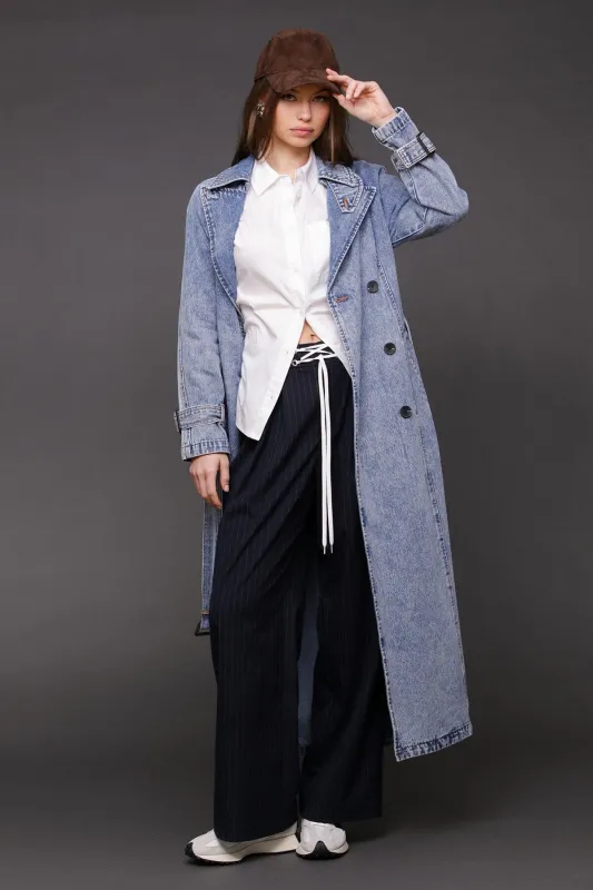 Denim Maxi Trench Coat sold by Avec Les Filles