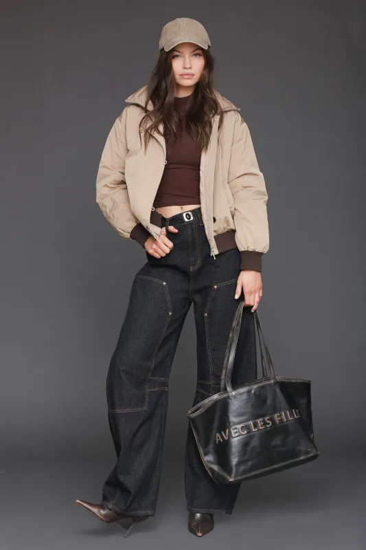 Padded Nylon Bomber Jacket sold by Avec Les Filles