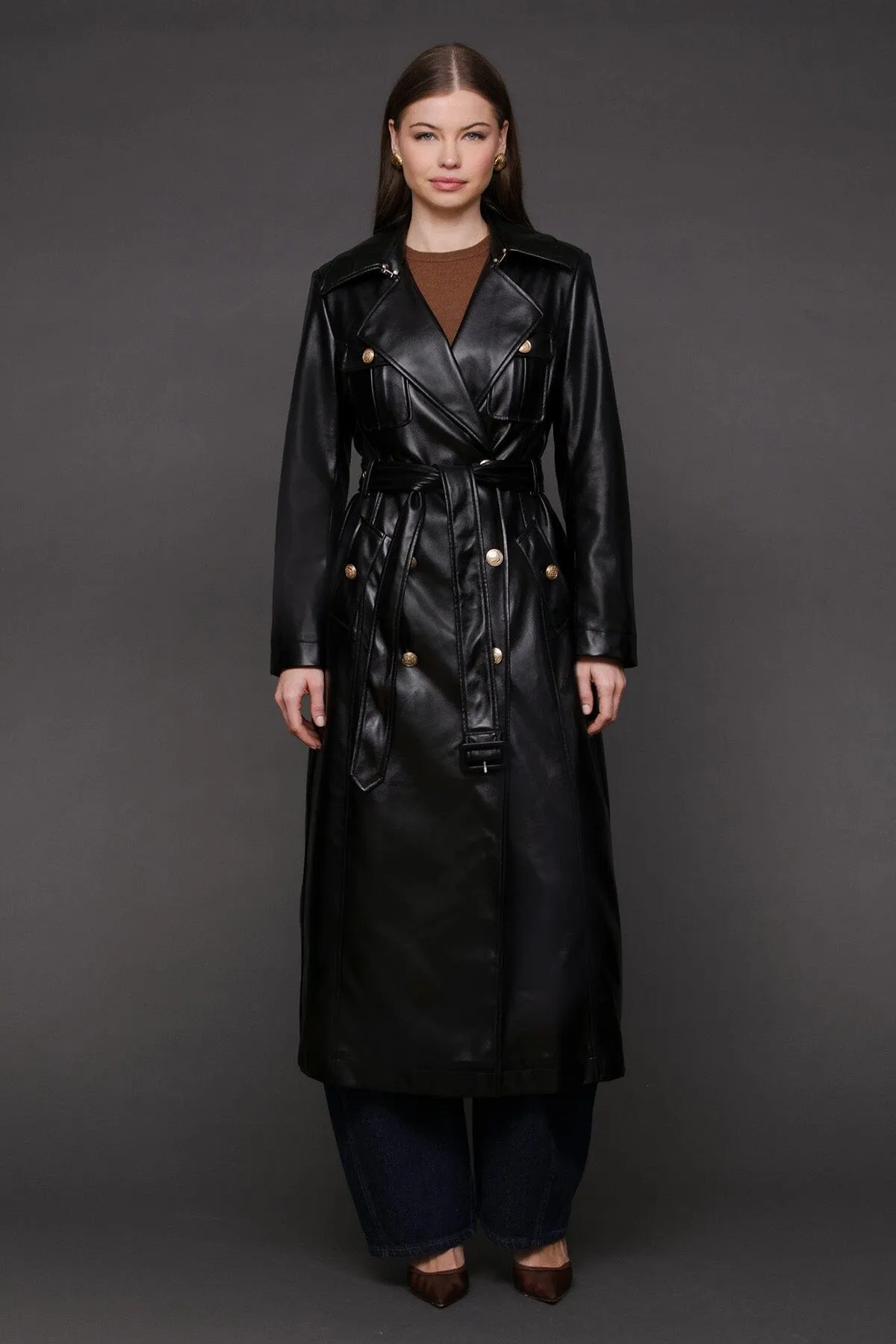 Faux-Ever Leather™ Belted Utility Trench Coat sold by Avec Les Filles product image thumbnail 4