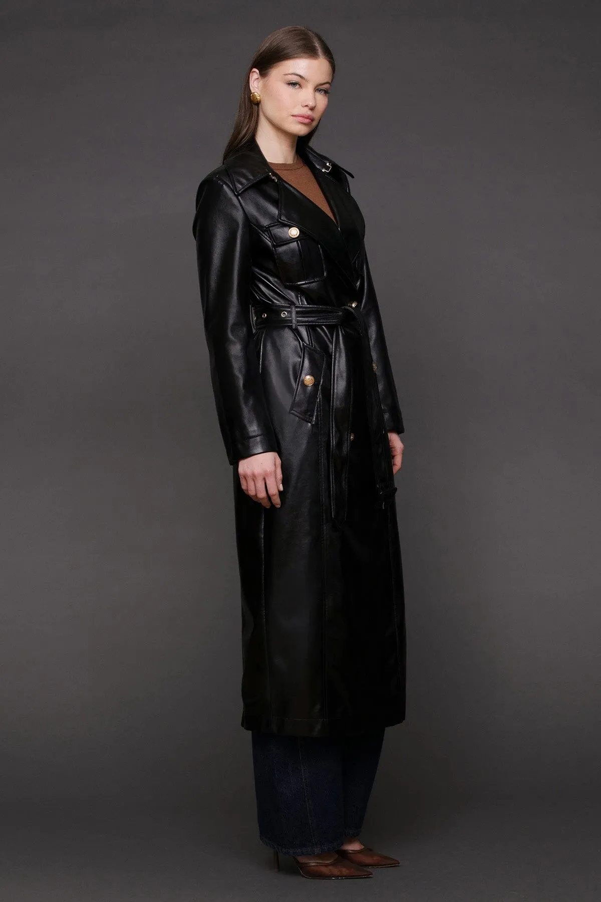 Faux-Ever Leather™ Belted Utility Trench Coat sold by Avec Les Filles product image thumbnail 5