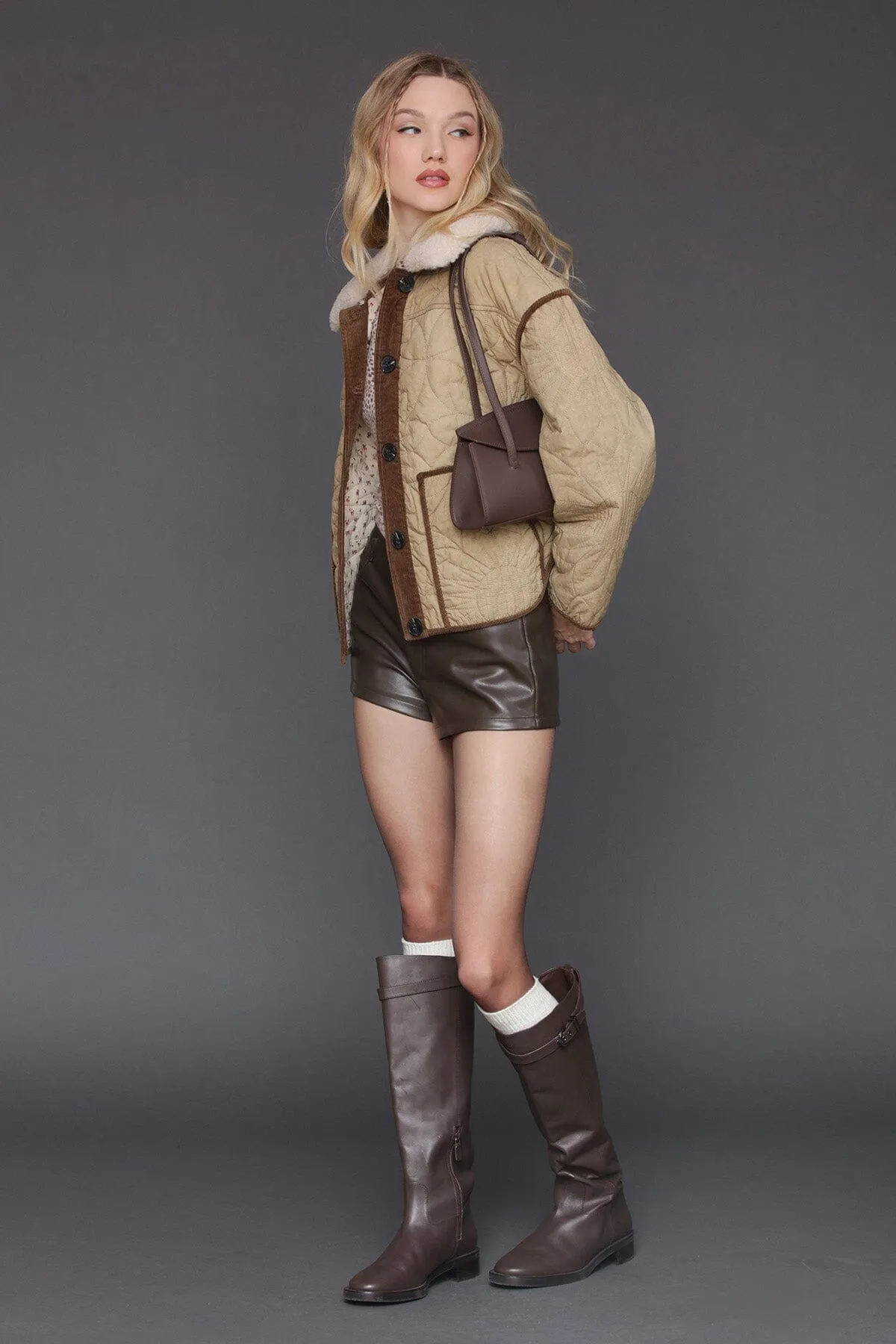 Contrast Trim Quilted Cotton Jacket sold by Avec Les Filles product image thumbnail 3
