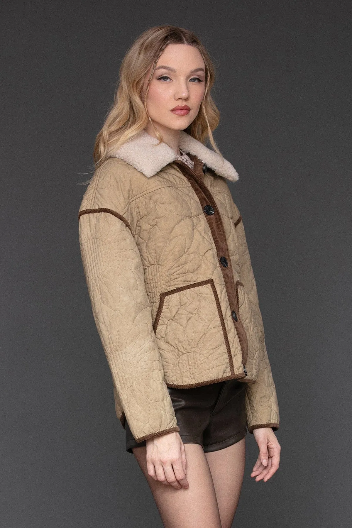 Contrast Trim Quilted Cotton Jacket sold by Avec Les Filles product image thumbnail 5