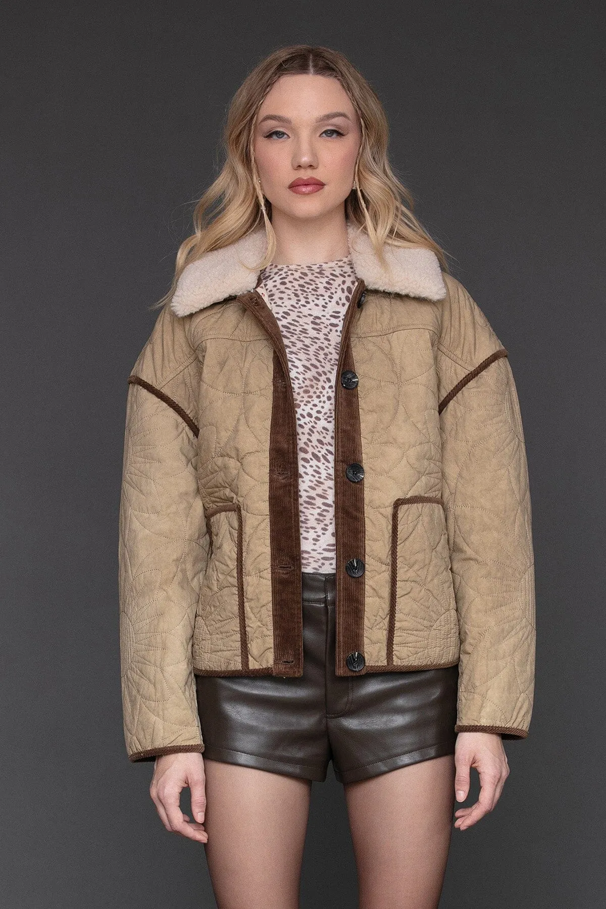 Contrast Trim Quilted Cotton Jacket sold by Avec Les Filles product image thumbnail 4