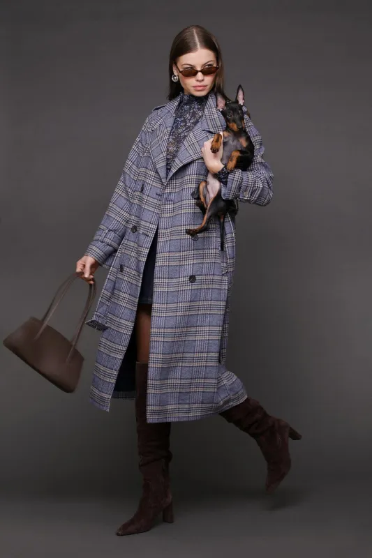 Plaid Belted Utility Trench Coat sold by Avec Les Filles
