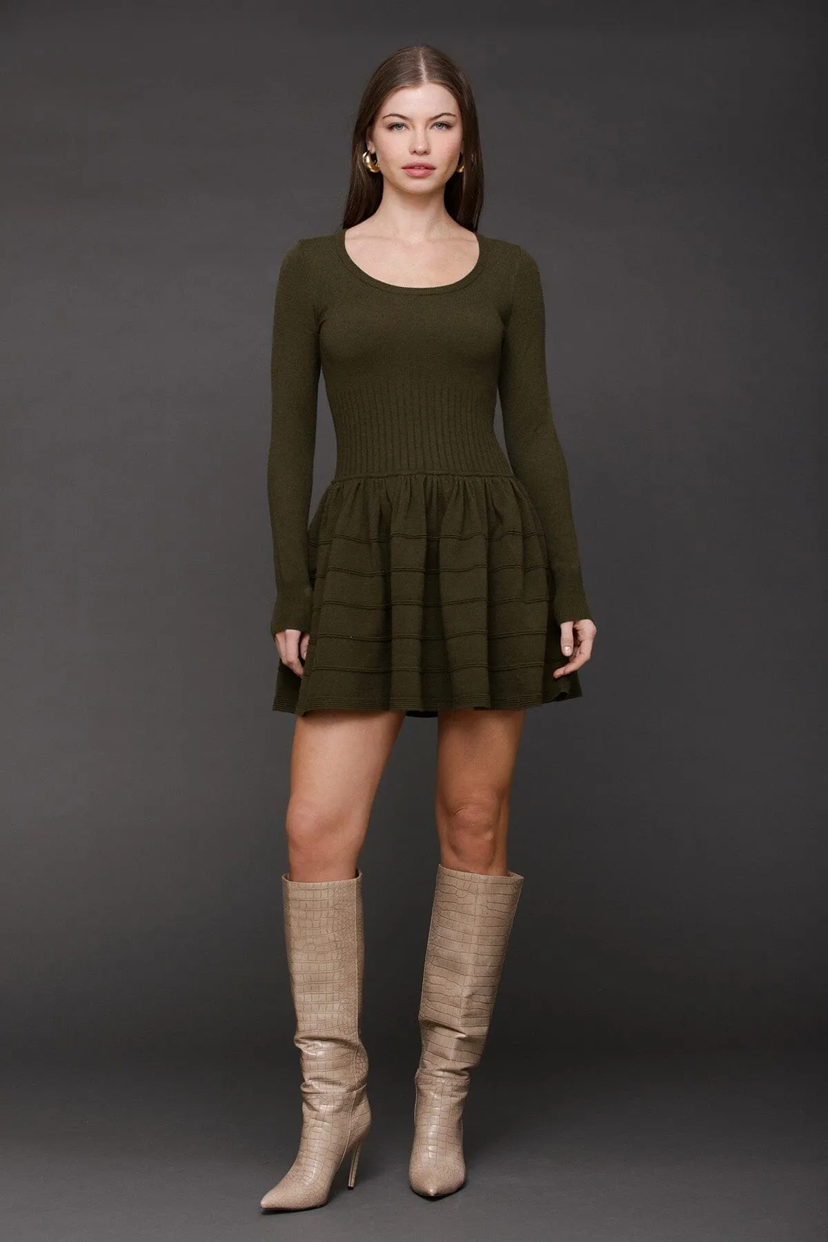 Drop-Waist Mini Sweater Dress sold by Avec Les Filles product image thumbnail 3