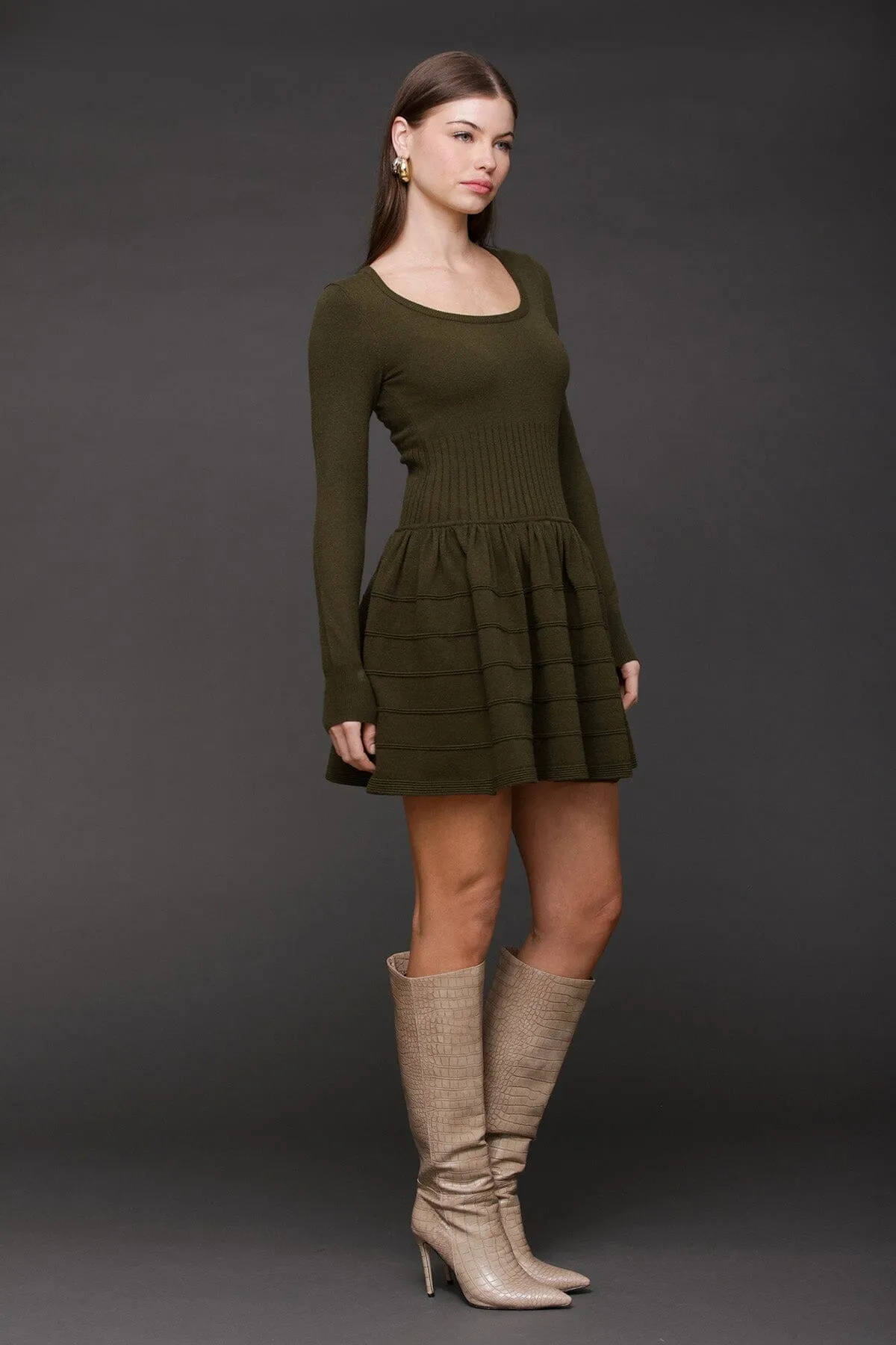 Drop-Waist Mini Sweater Dress sold by Avec Les Filles product image thumbnail 4