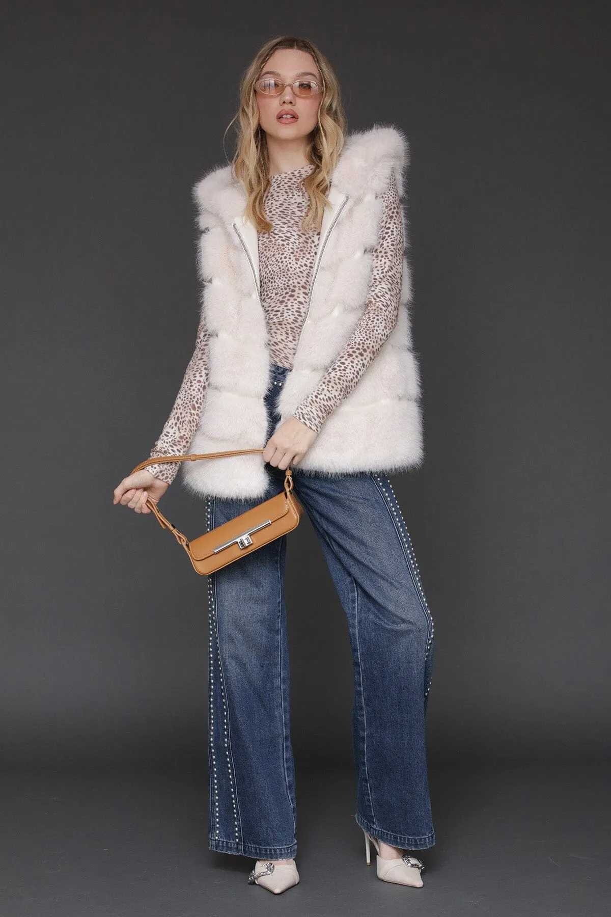 Luxe Faux Fur Paneled Vest sold by Avec Les Filles product image thumbnail 2