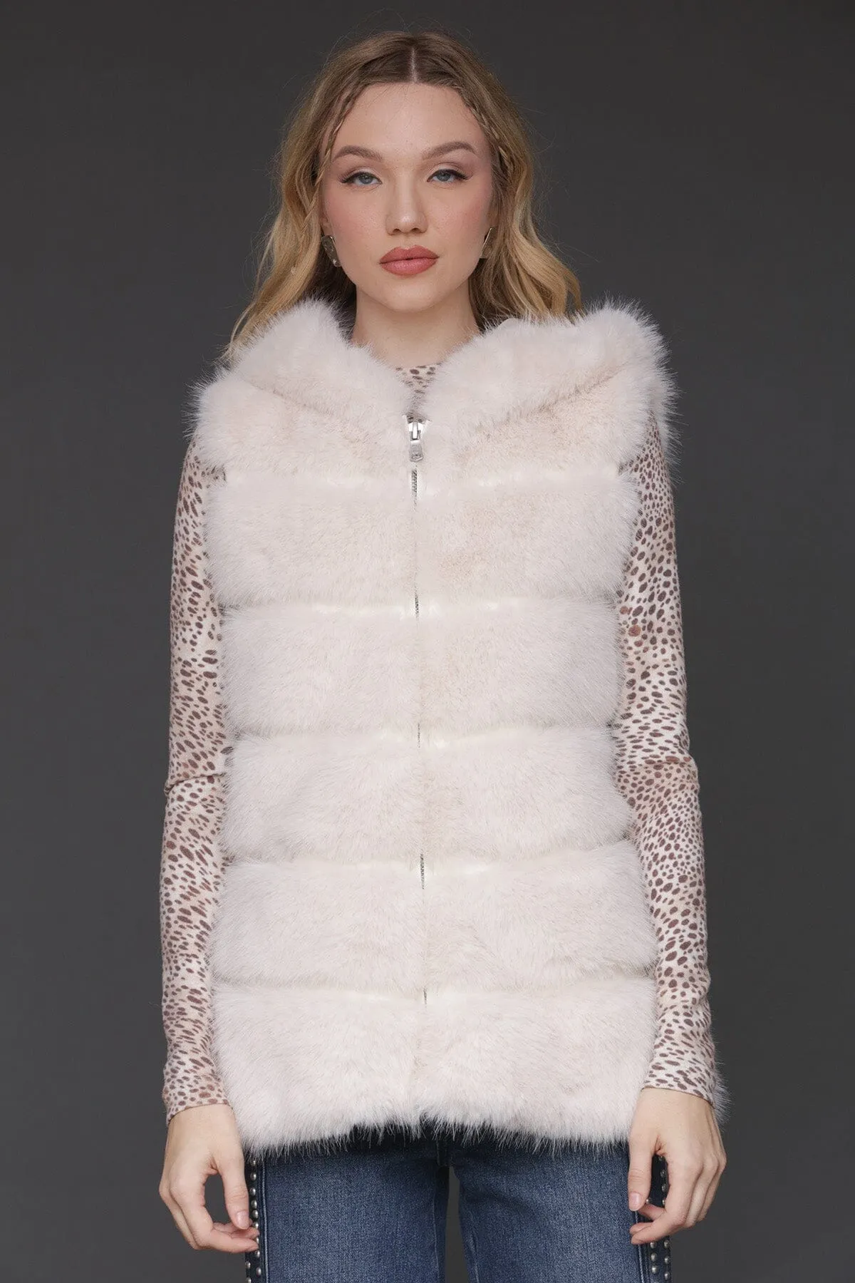 Luxe Faux Fur Paneled Vest sold by Avec Les Filles product image thumbnail 4