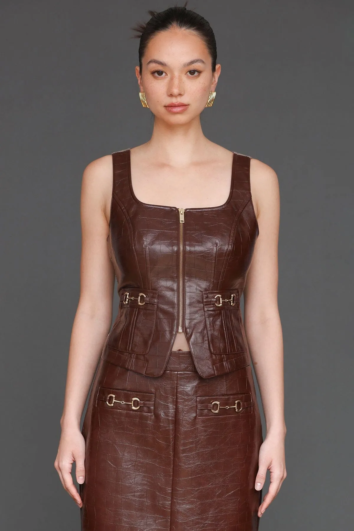 Equestrian Faux Croc Vest Top sold by Avec Les Filles product image thumbnail 4