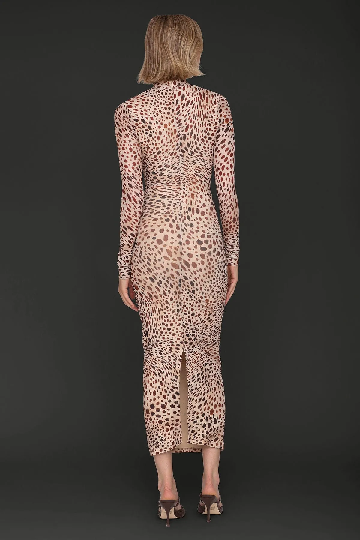Cheetah Print Ruched Bodycon Maxi Dress sold by Avec Les Filles product image thumbnail 5