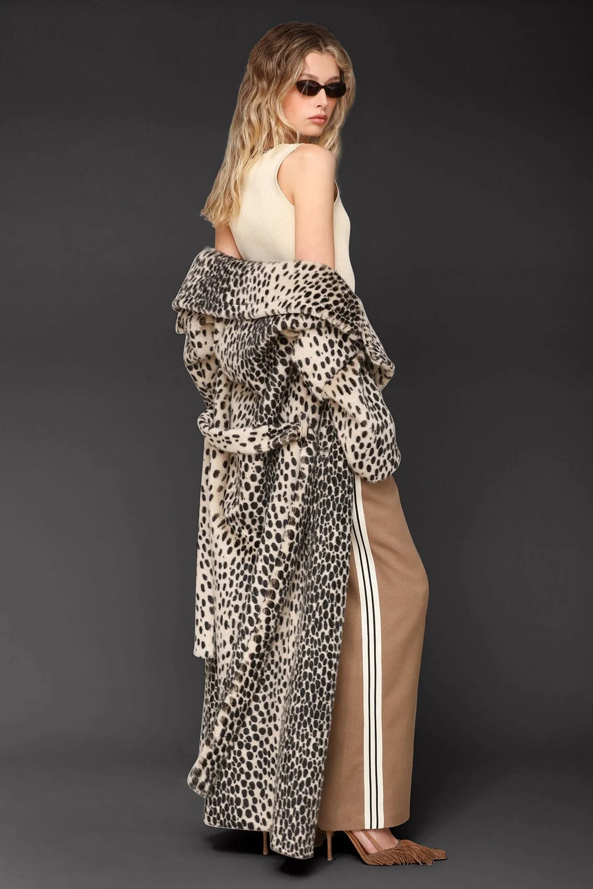 Cheetah Faux Fur Belted Maxi Coat sold by Avec Les Filles product image thumbnail 3
