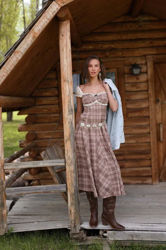 Plaid Prairie Midi Dress sold by Avec Les Filles