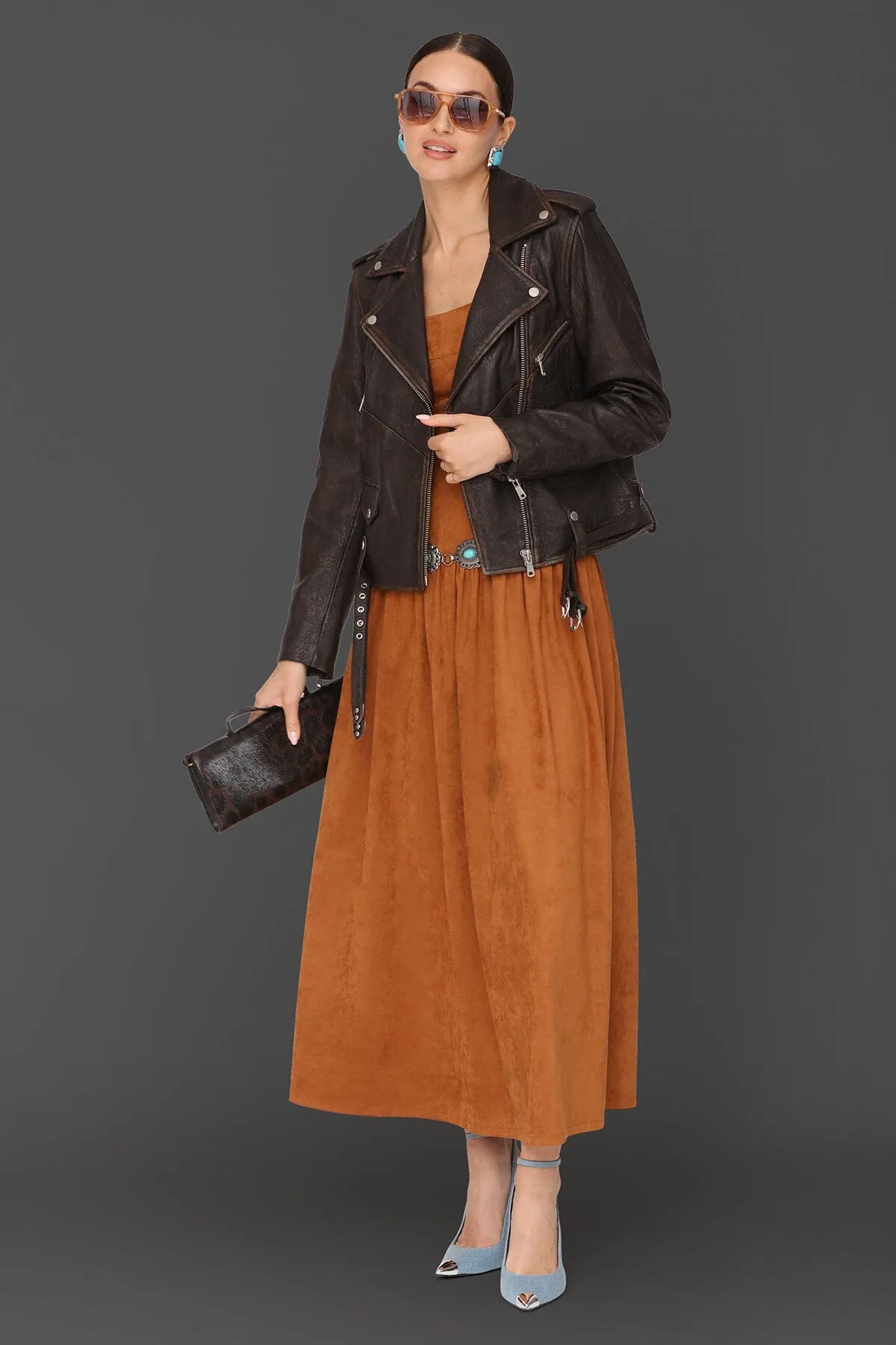 Genuine Leather Western Belted Biker Jacket sold by Avec Les Filles product image thumbnail 3