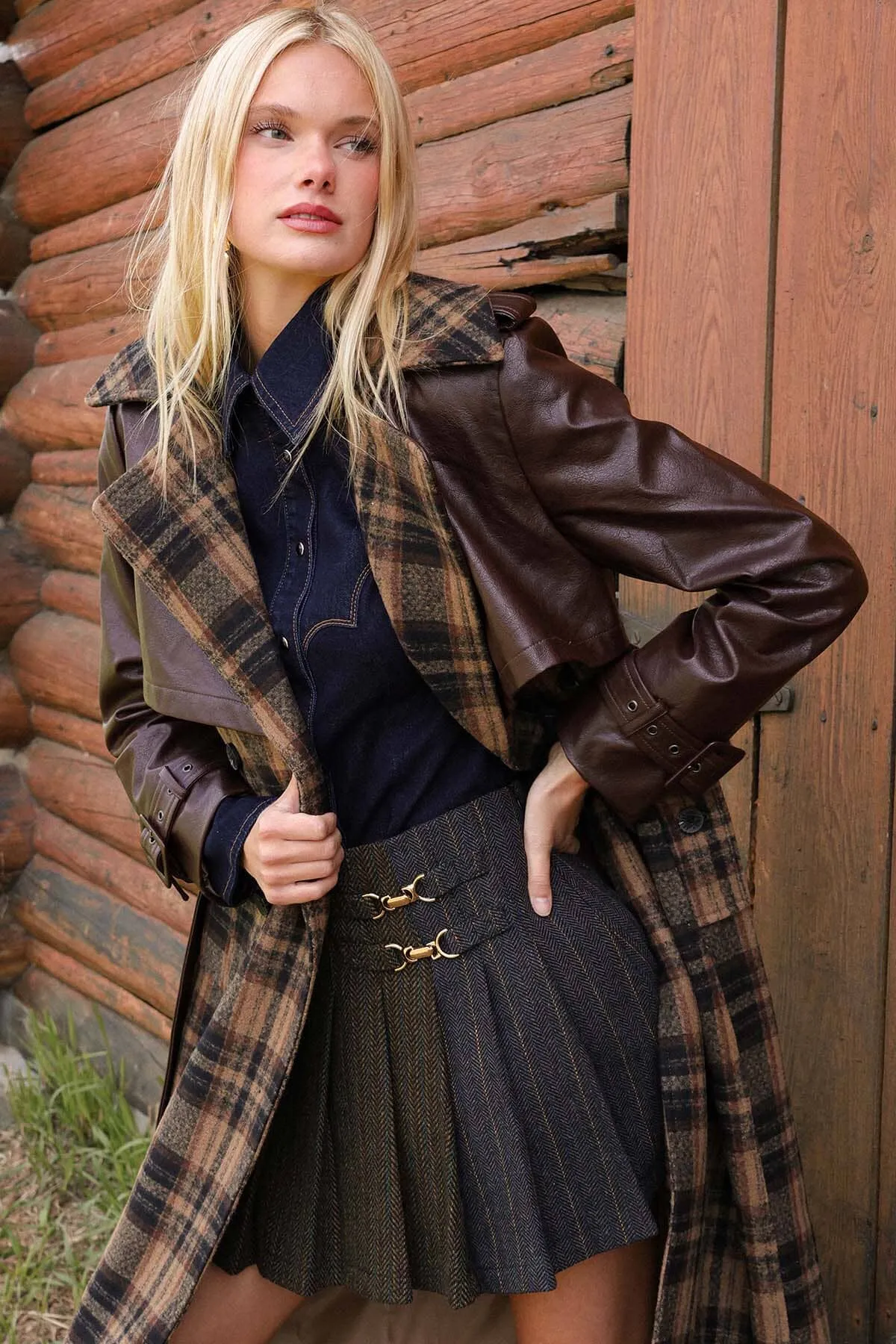 Mixed Pattern Pleated Mini Skirt sold by Avec Les Filles